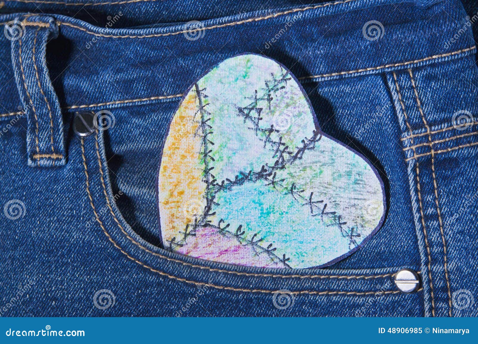 Colored paper heart stock image. Image of textile, jeans 48906985