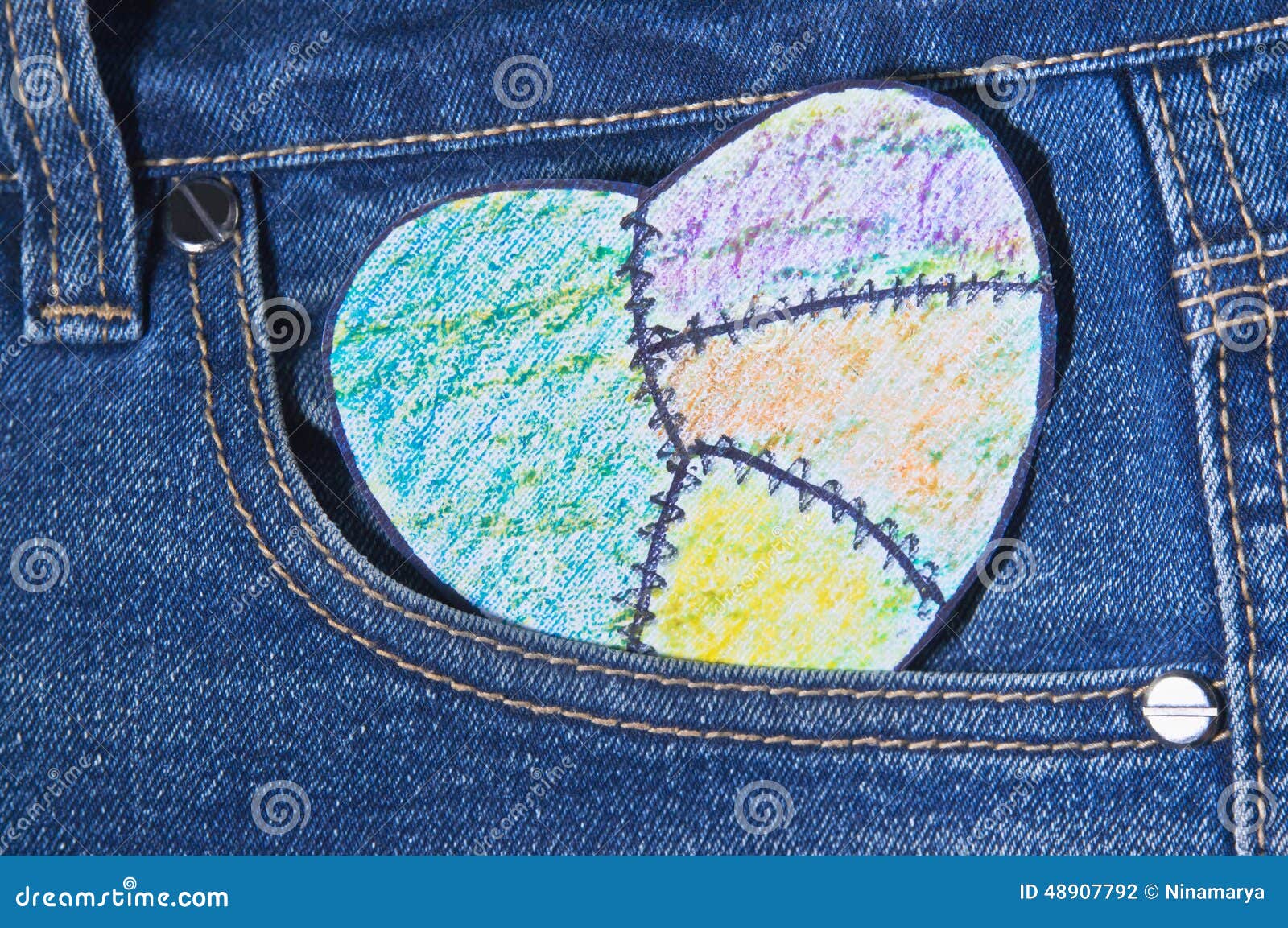 Colored paper heart stock photo. Image of rivet, jeans 48907792