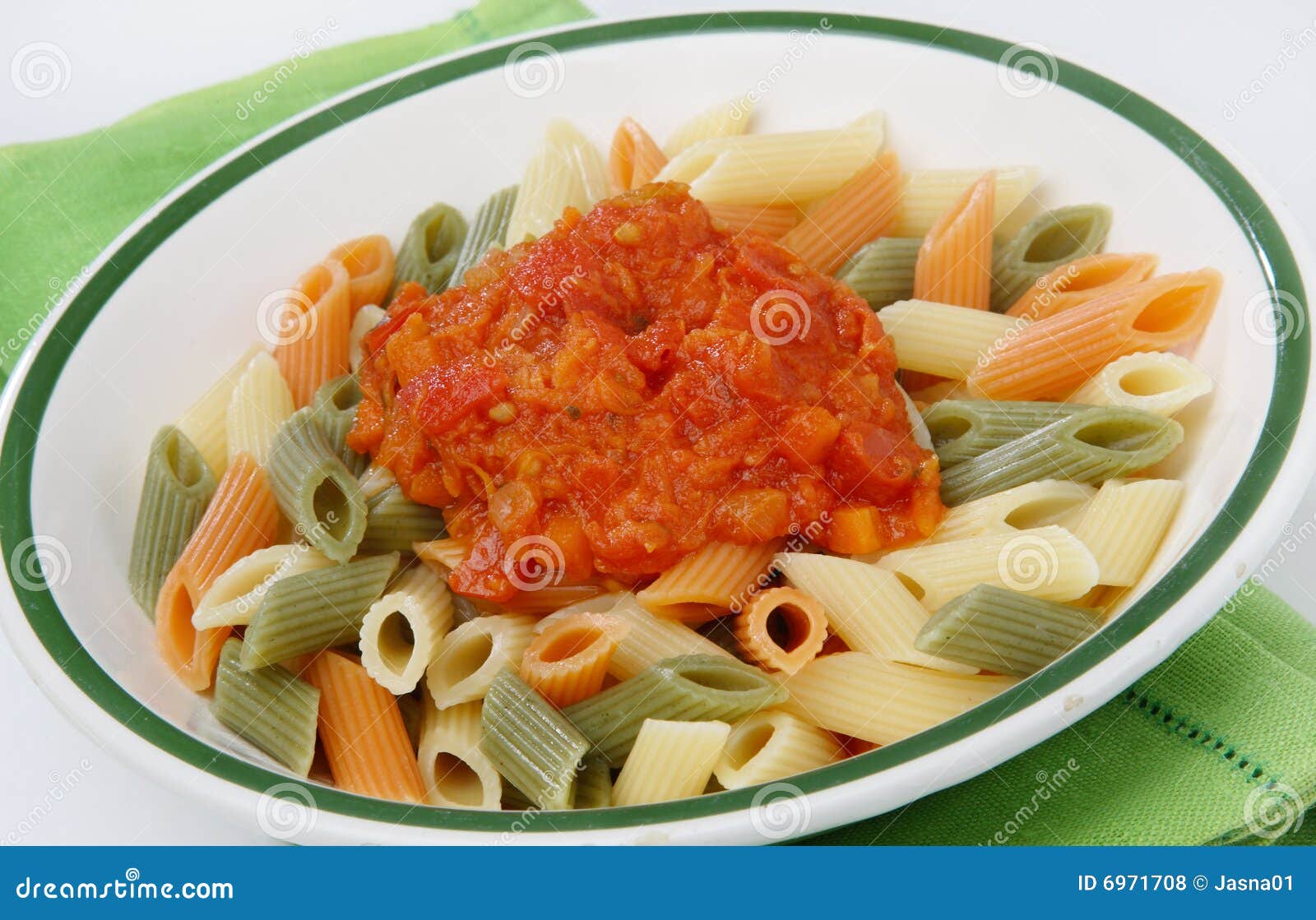 Colored Pasta with Tomato Sauce Stock Photo Image of meal, vegetable