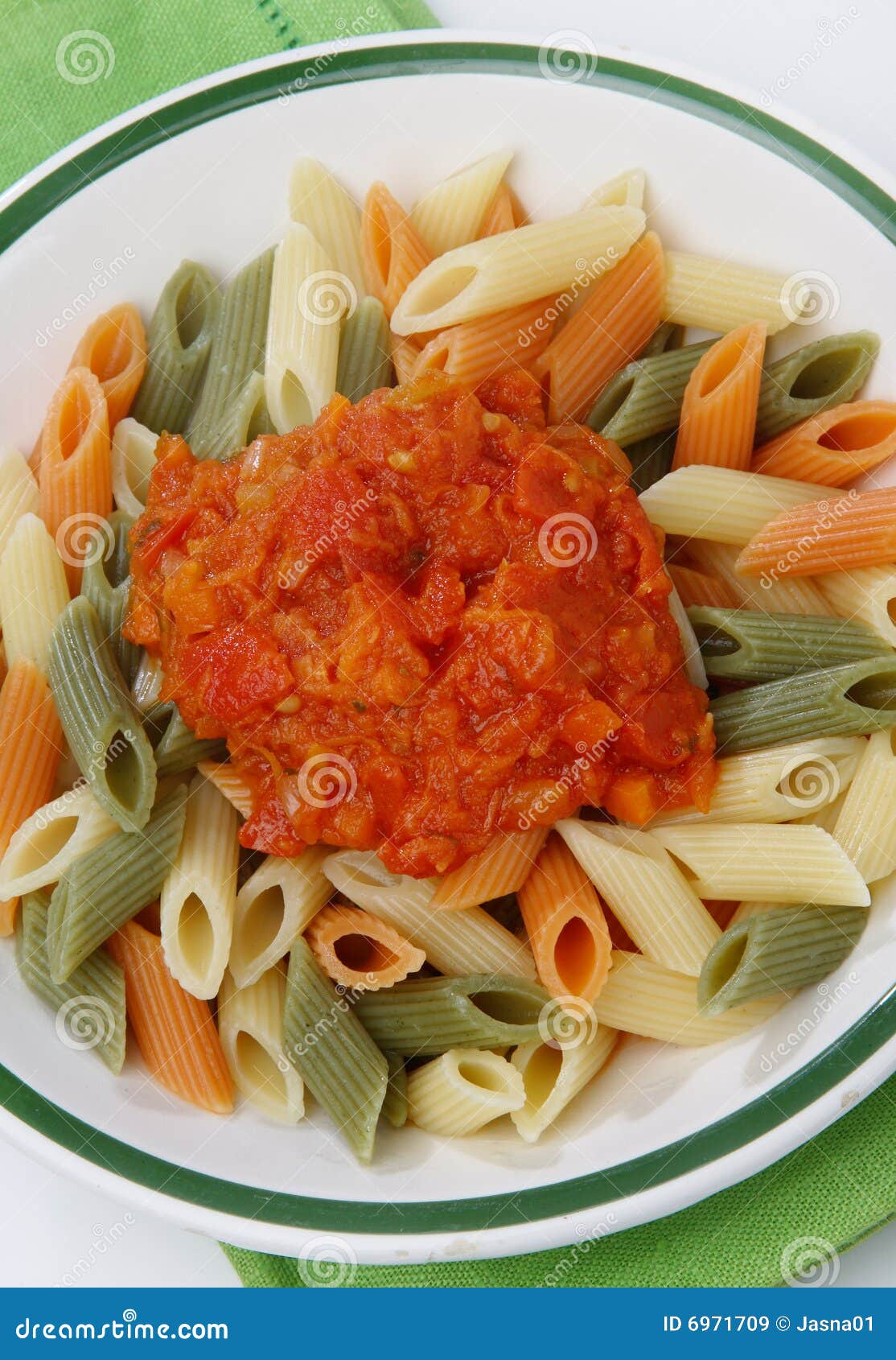 Colored Pasta With Tomato Sauce Stock Image Image of colored