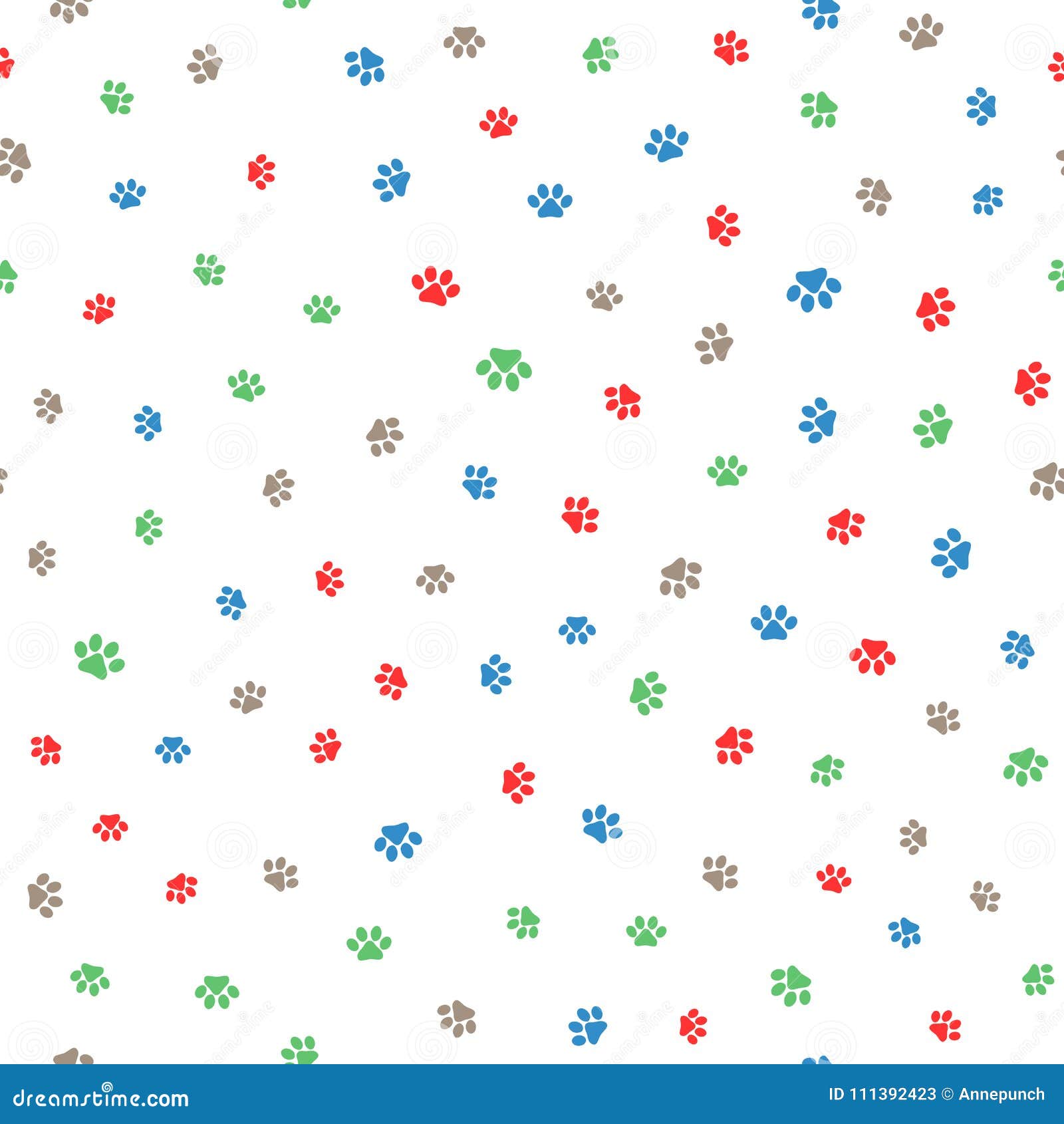 Colored Paw Prints of Cats and Dogs. Cute Seamless Pattern Stock Vector