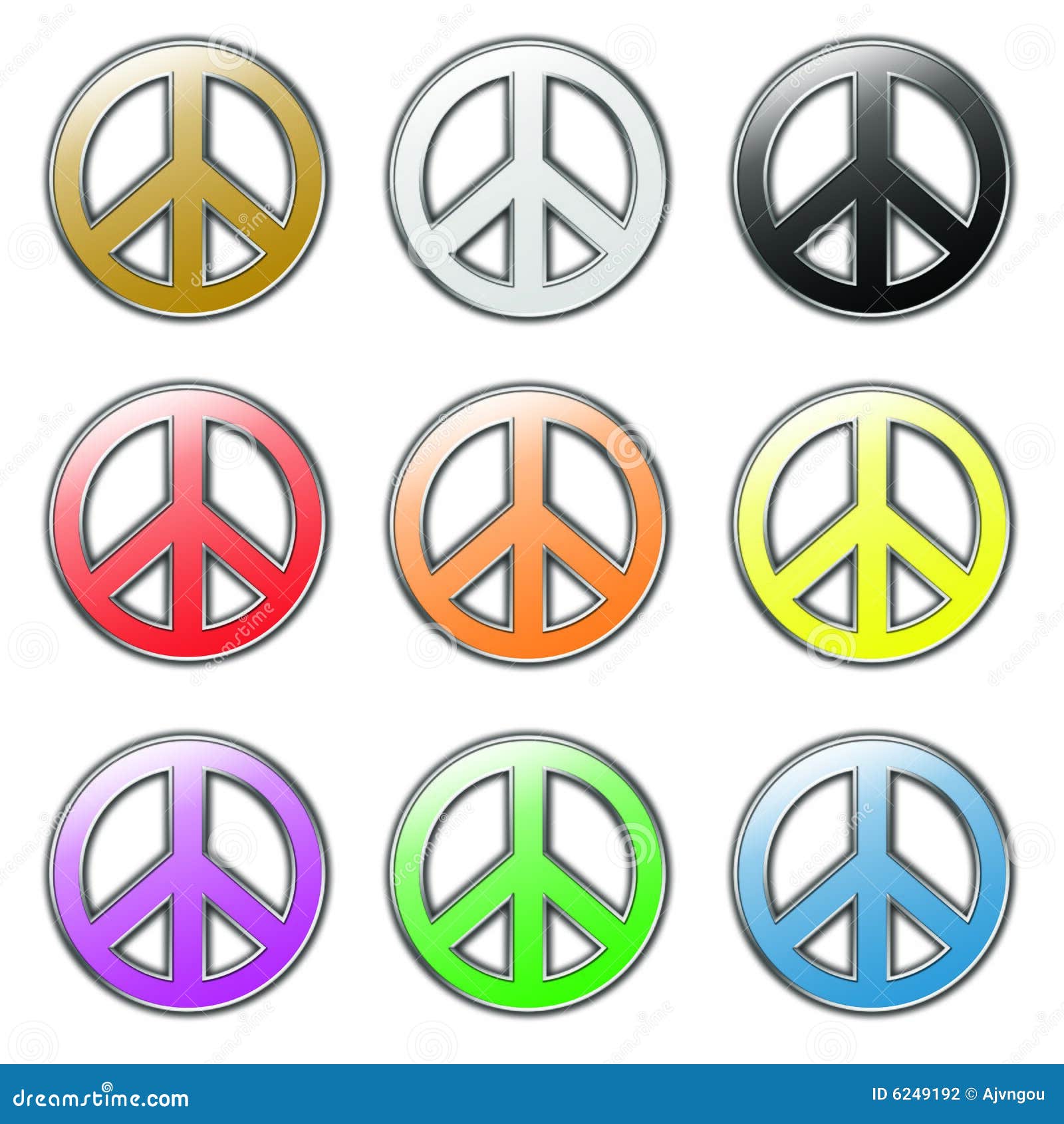 Colored Peace symbols stock illustration. Illustration of retro - 6249192