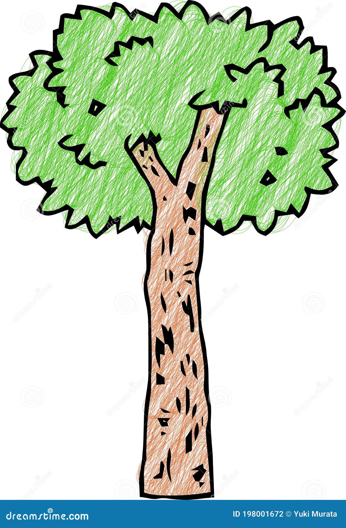 Colored Pencil Style Rough Sketch of Tree Stock Vector - Illustration ...