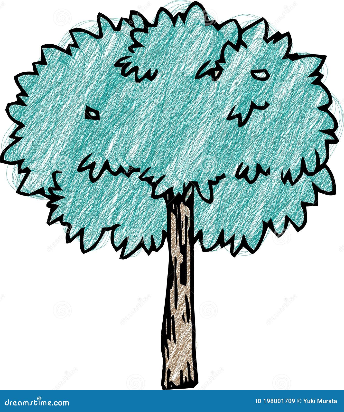 Colored Pencil Style Sketch of Tree Stock Vector - Illustration of ...