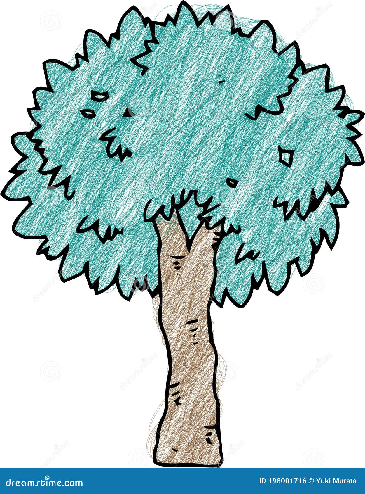 Colored Pencil Style Sketch of Tree Stock Vector - Illustration of bush ...