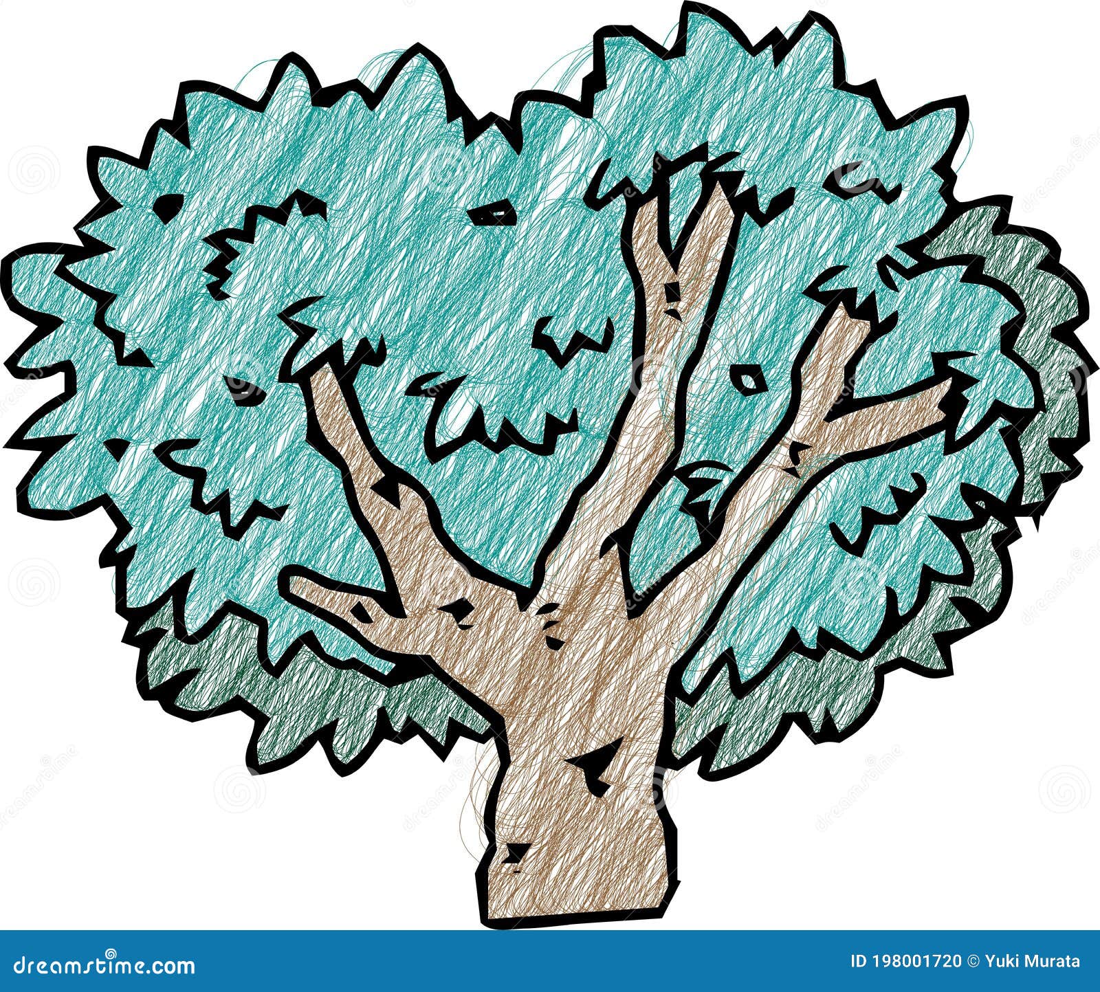 Colored Pencil Style Sketch of Tree Stock Vector - Illustration of ...