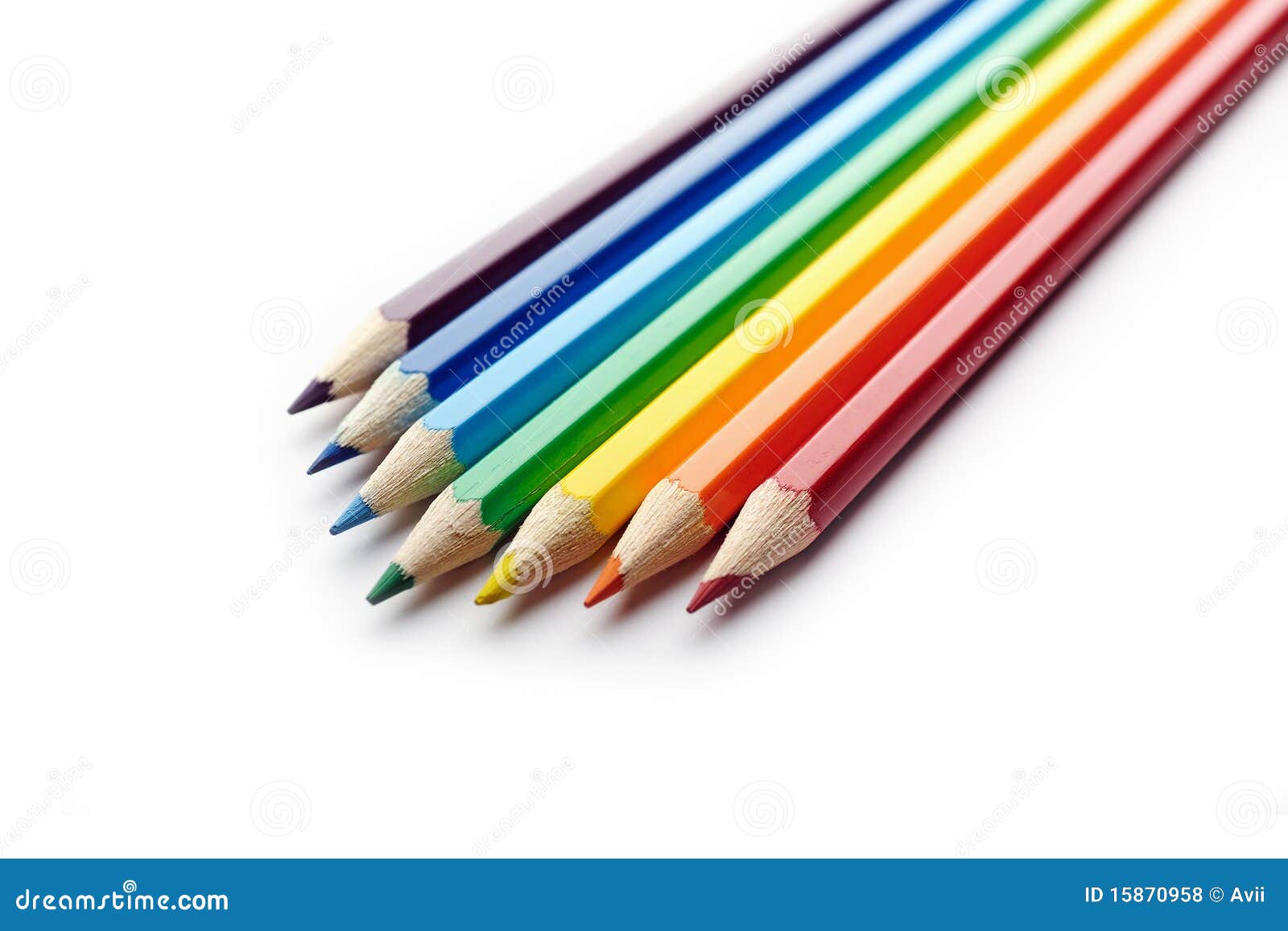 Colored Pencils Arranged In Rainbow Spectrum Order Stock Photo Image