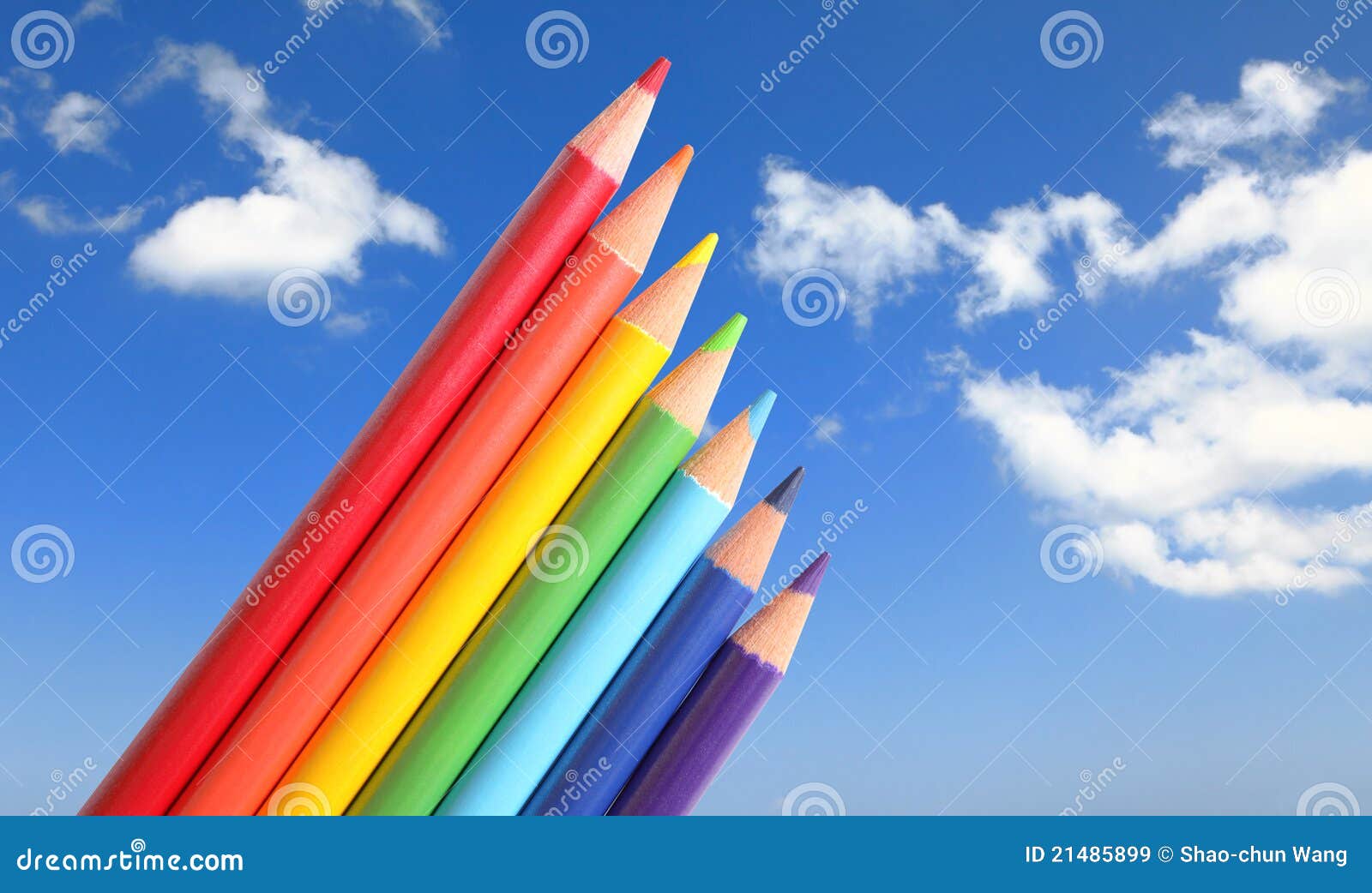 Colored Pencils with Beautiful Blue Sky Stock Image Image of pencil