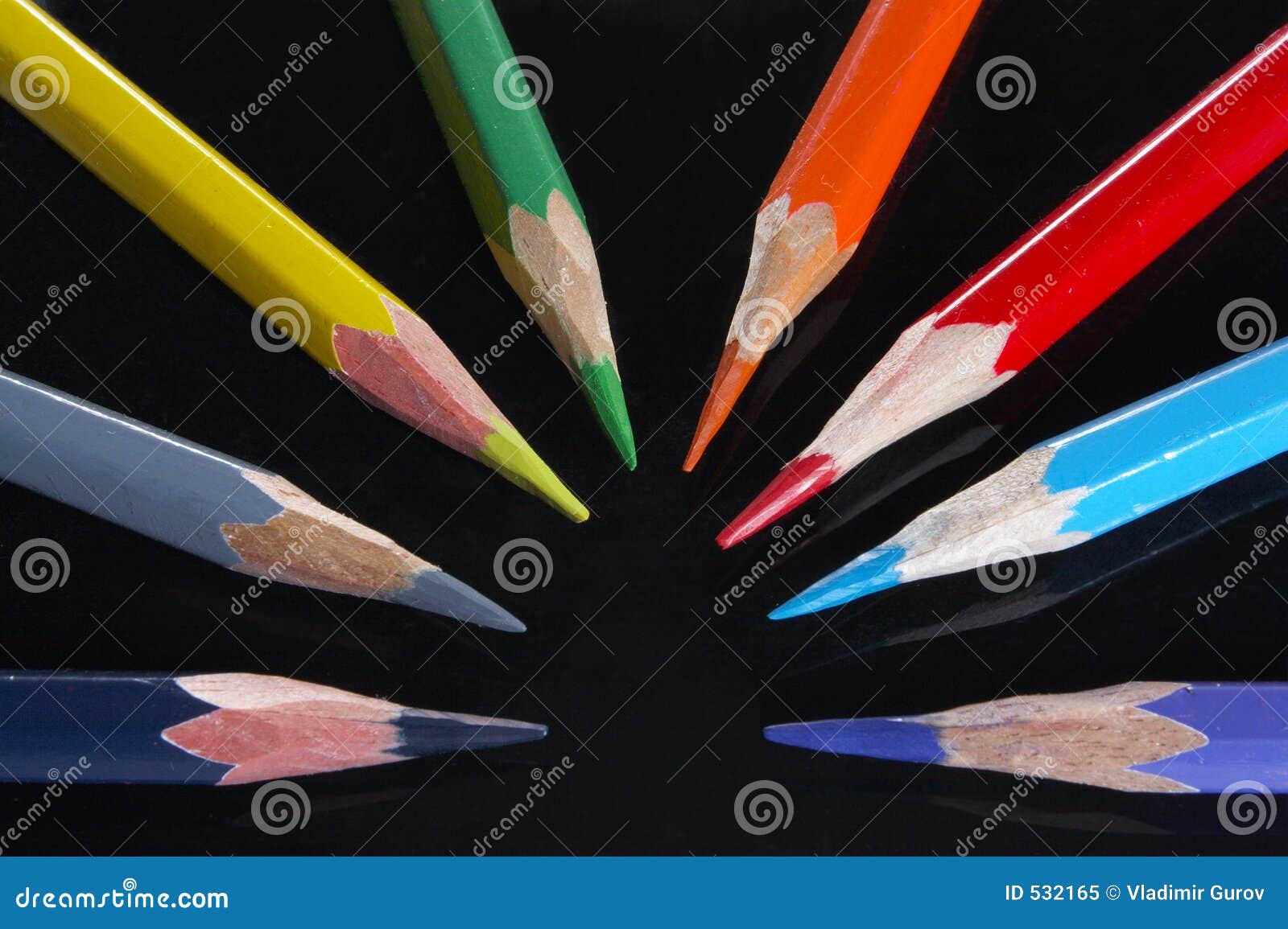 Colored pencils on black stock image. Image of homework 532165