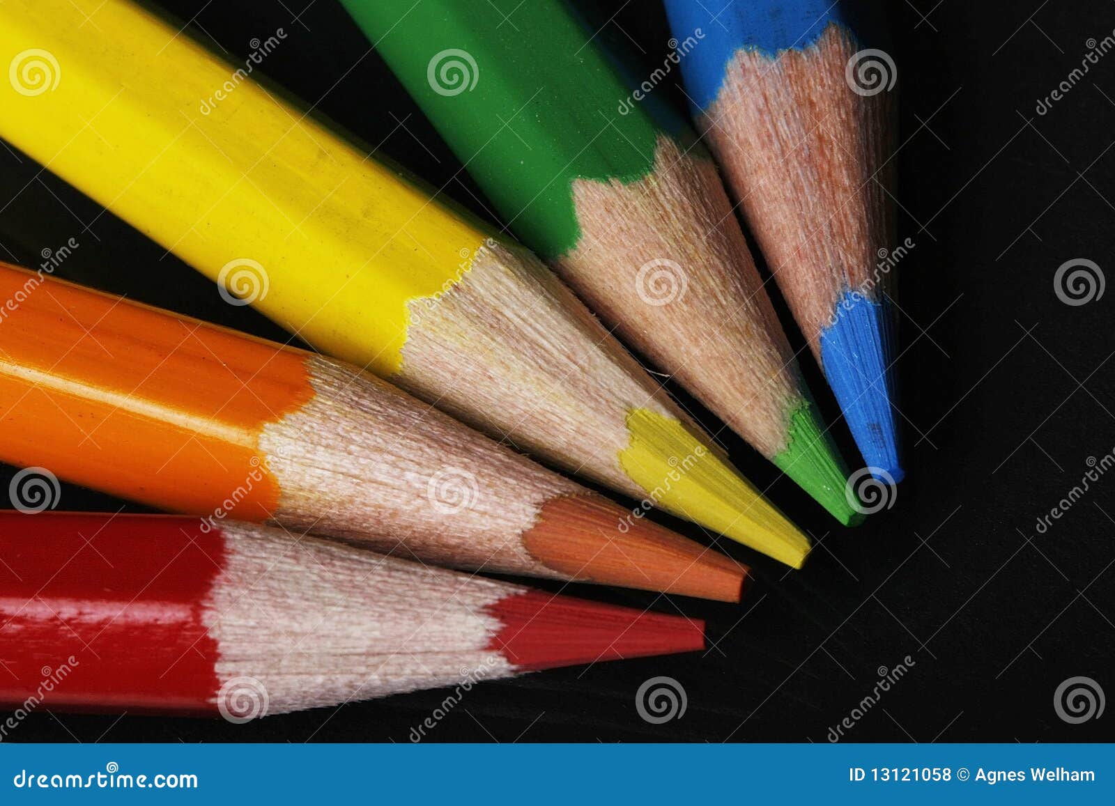Colored Pencils On Black Background Stock Photo Image of bright