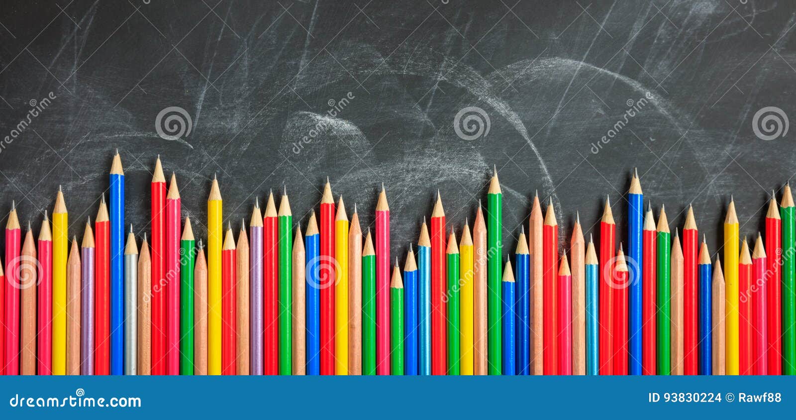 Colored Pencils on a Black Board Stock Photo Image of black, rainbow