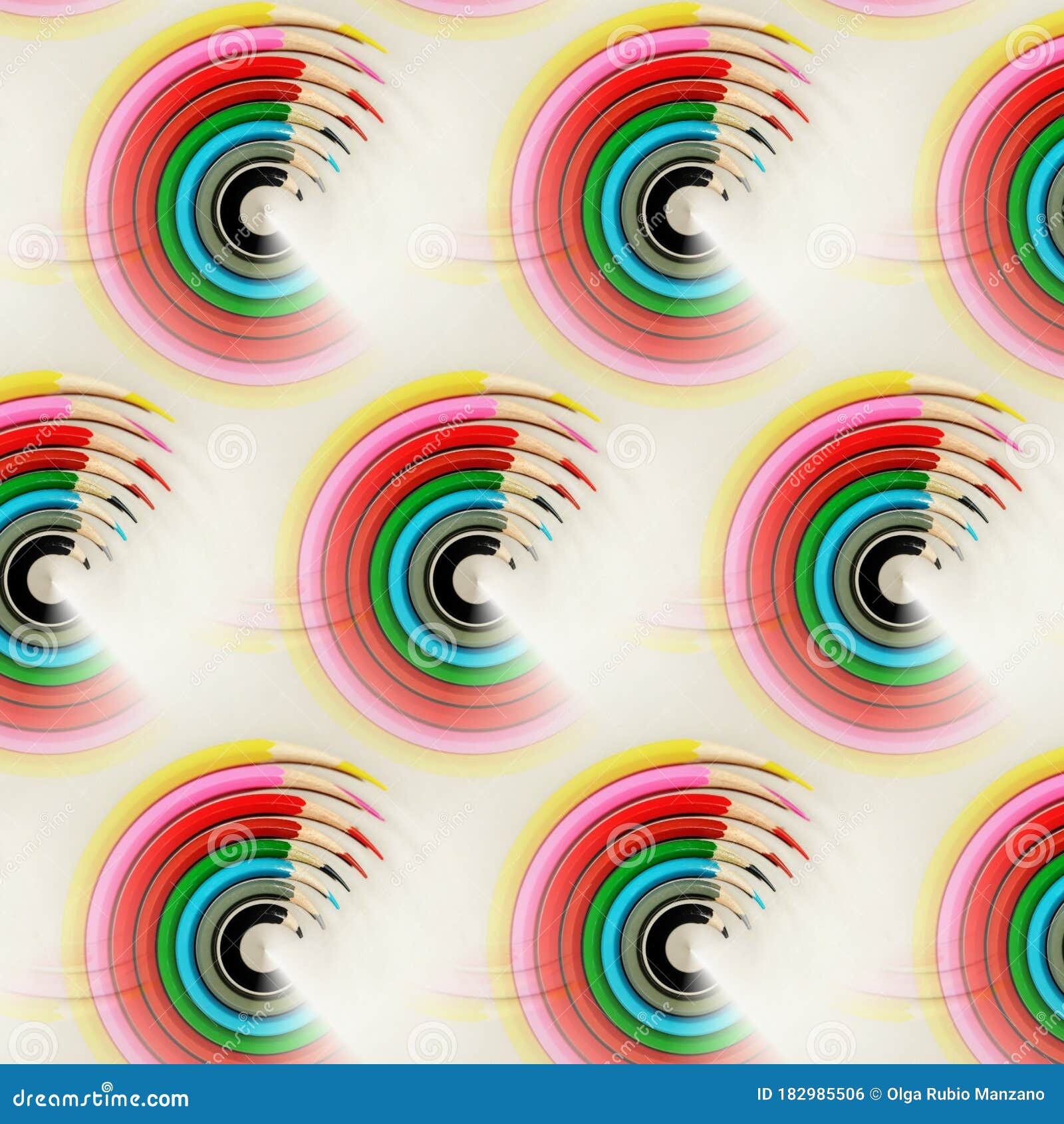 Colored Pencils and Clothes Peg in Pop Art Composition Stock Photo