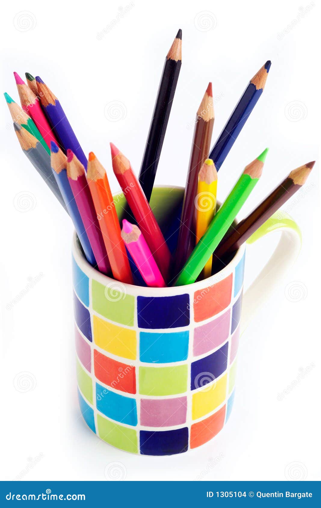 Colored Pencils in Colored Mug Stock Photo Image of education