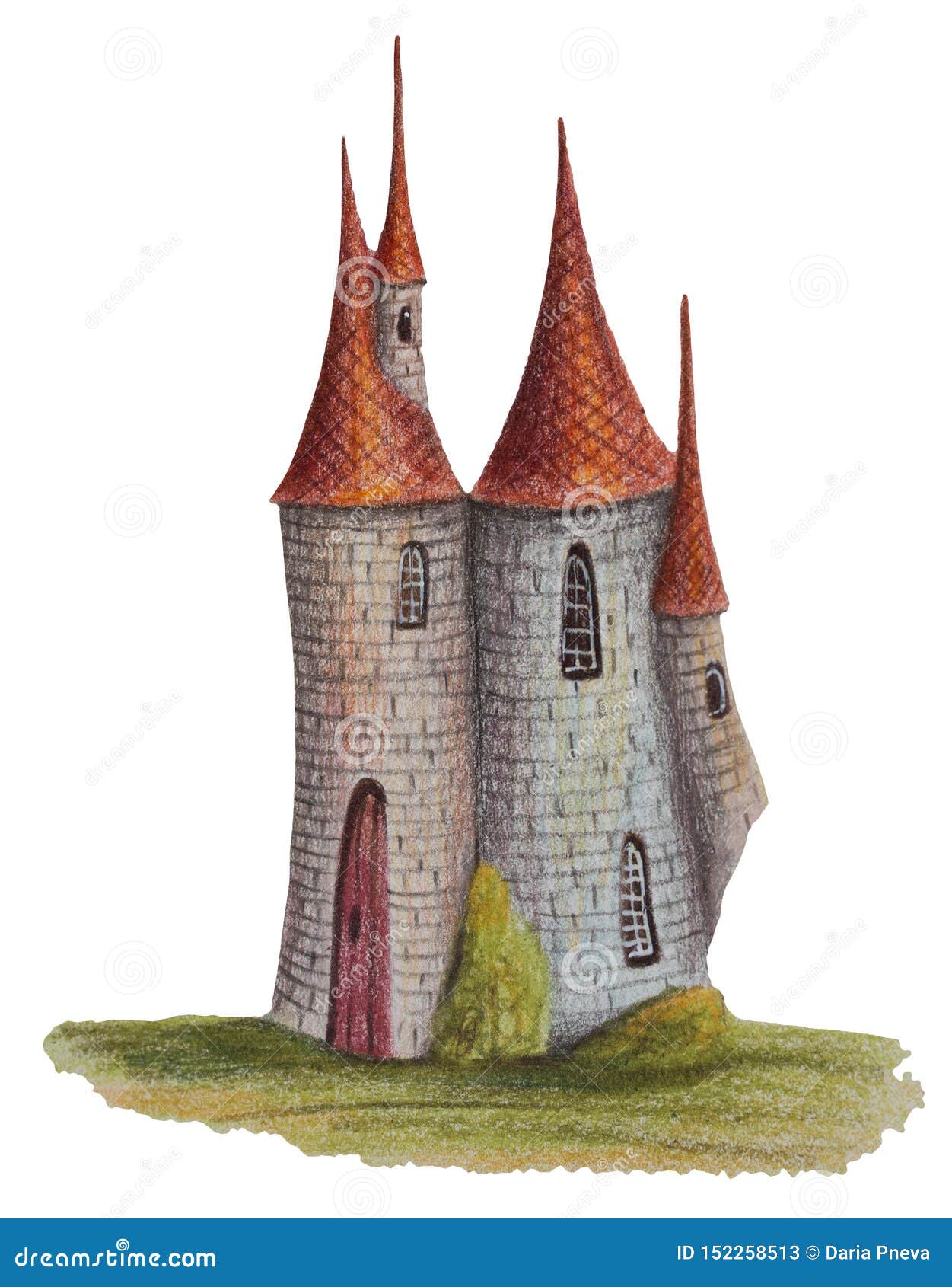 Colored Pencils Drawing House - `Princess Castle`. Stock Illustration -  Illustration of district, palace: 152258513