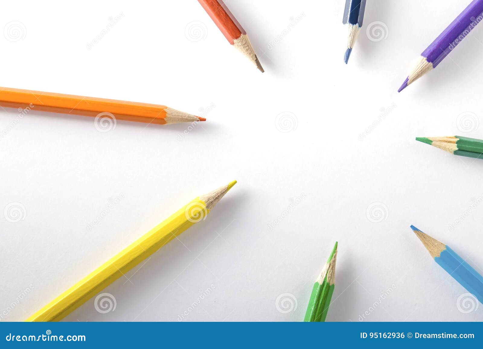 Colored pencils on paper stock photo. Image of drawing 95162936
