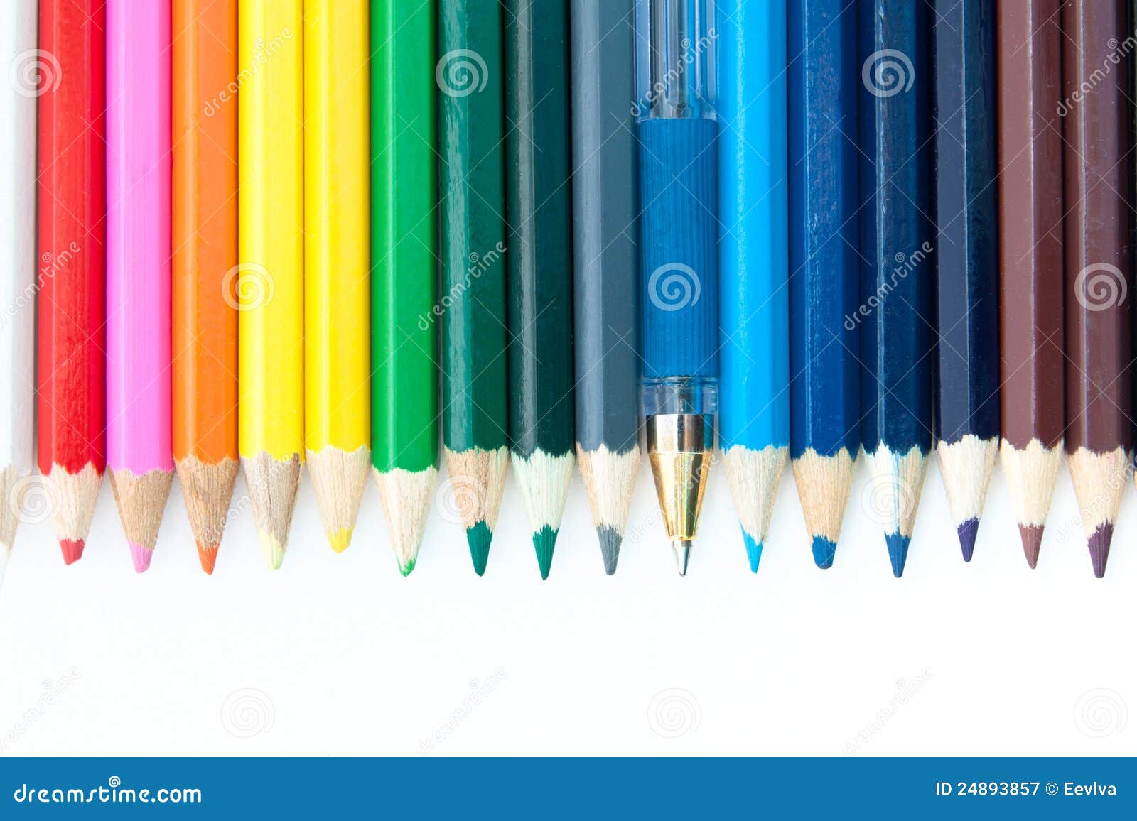 Colored pencils and pen. stock image. Image of colour 24893857
