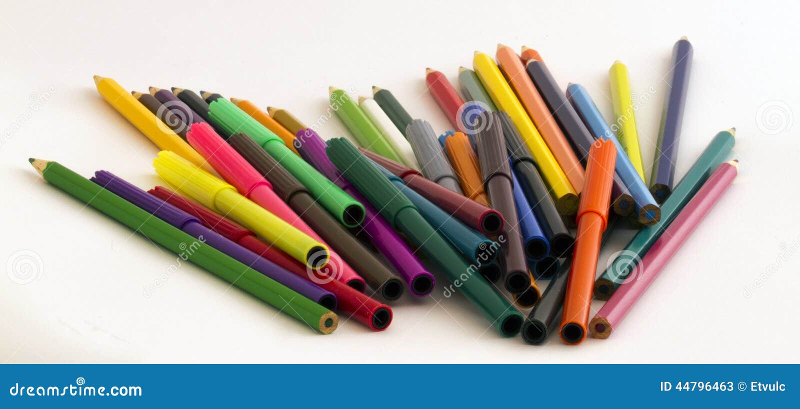 Colored pencils and pens stock image. Image of people 44796463