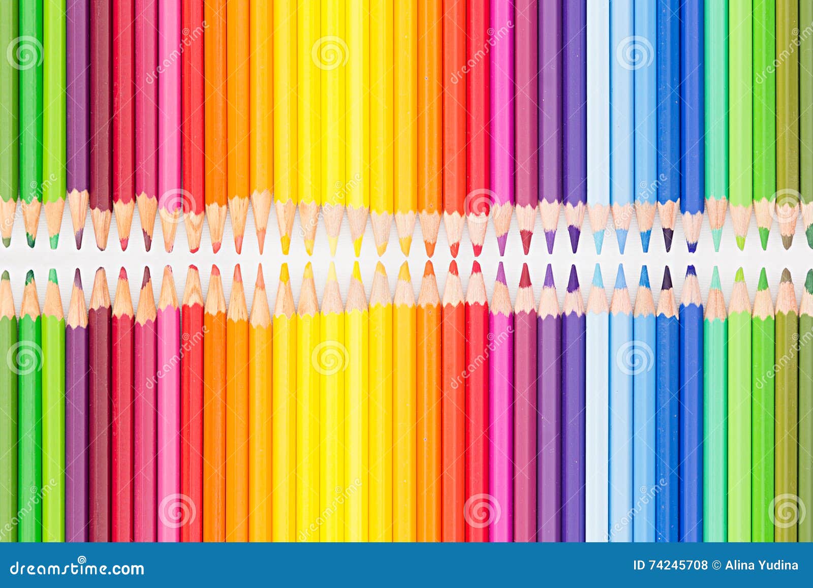 Colored Pencils In Rainbow Order. Stock Photo Image of child