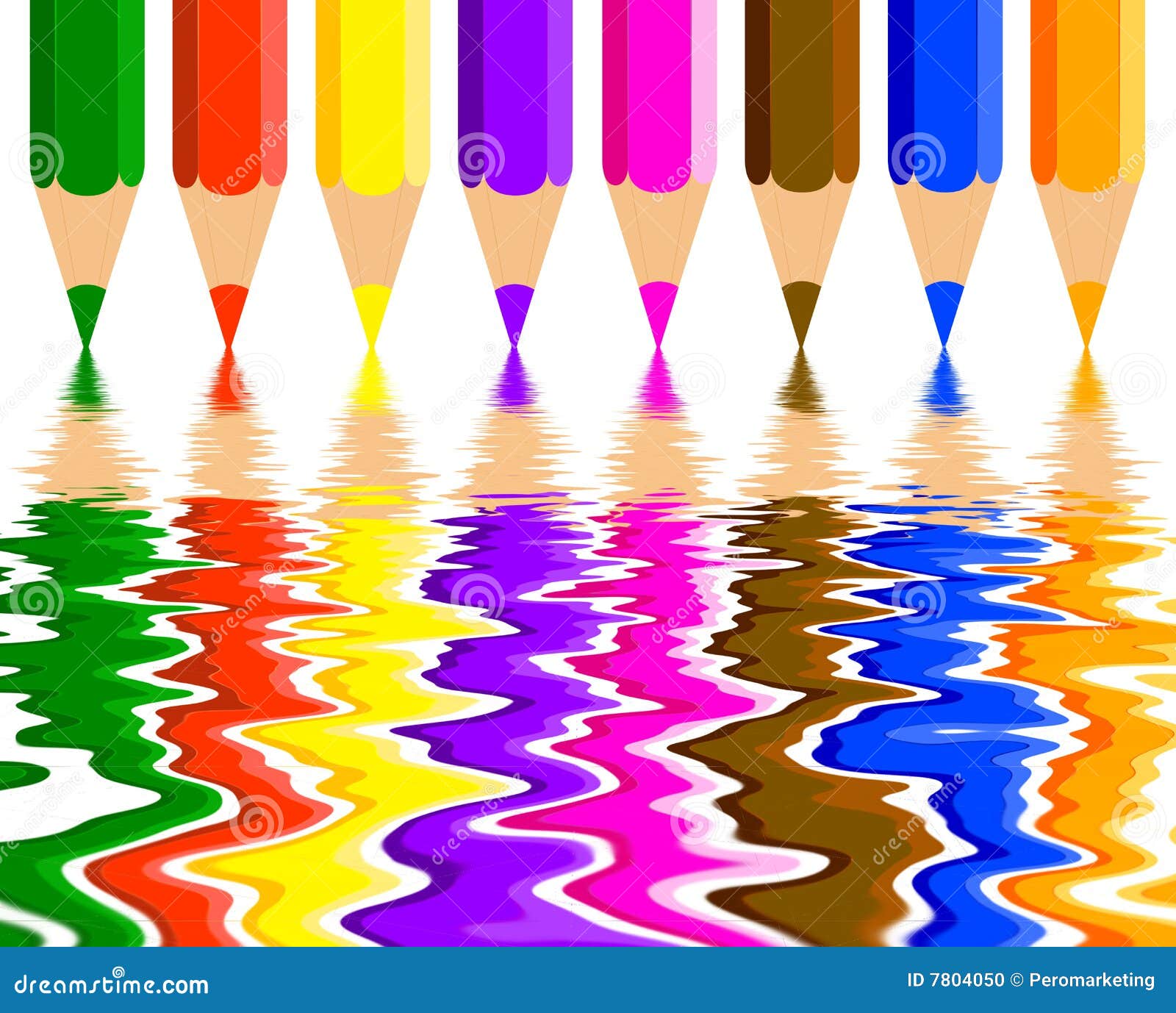 Colored Pencils And Reflection Stock Photo Image 7804050