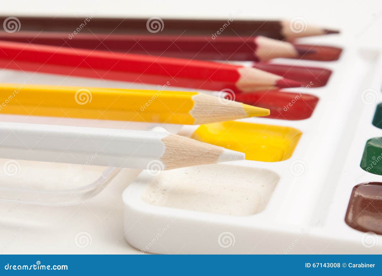 Colored Pencils and Watercolor Paints Stock Photo Image of tool