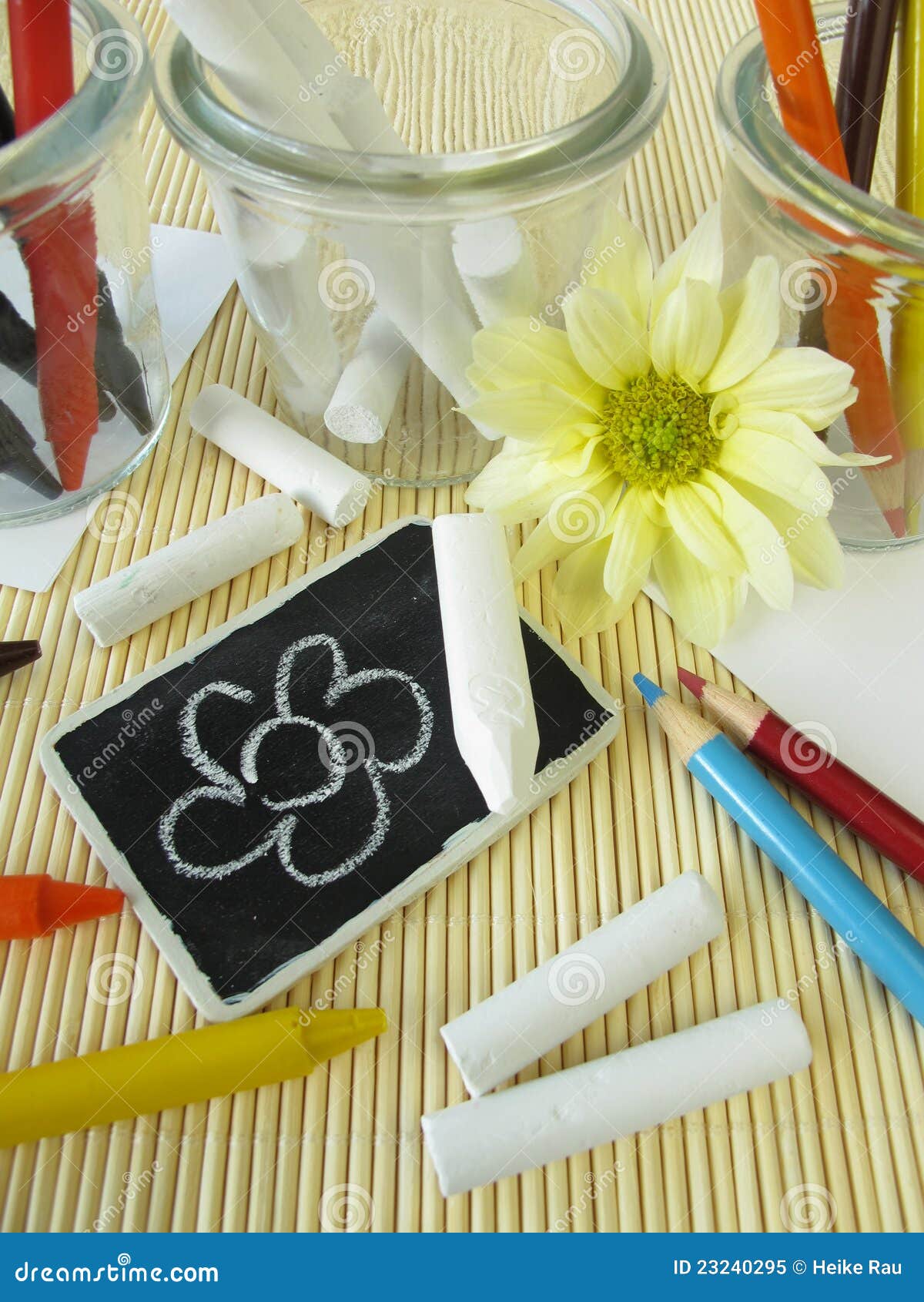 Colored Pencils, Wax Crayons and Chalk Sticks Stock Image Image of