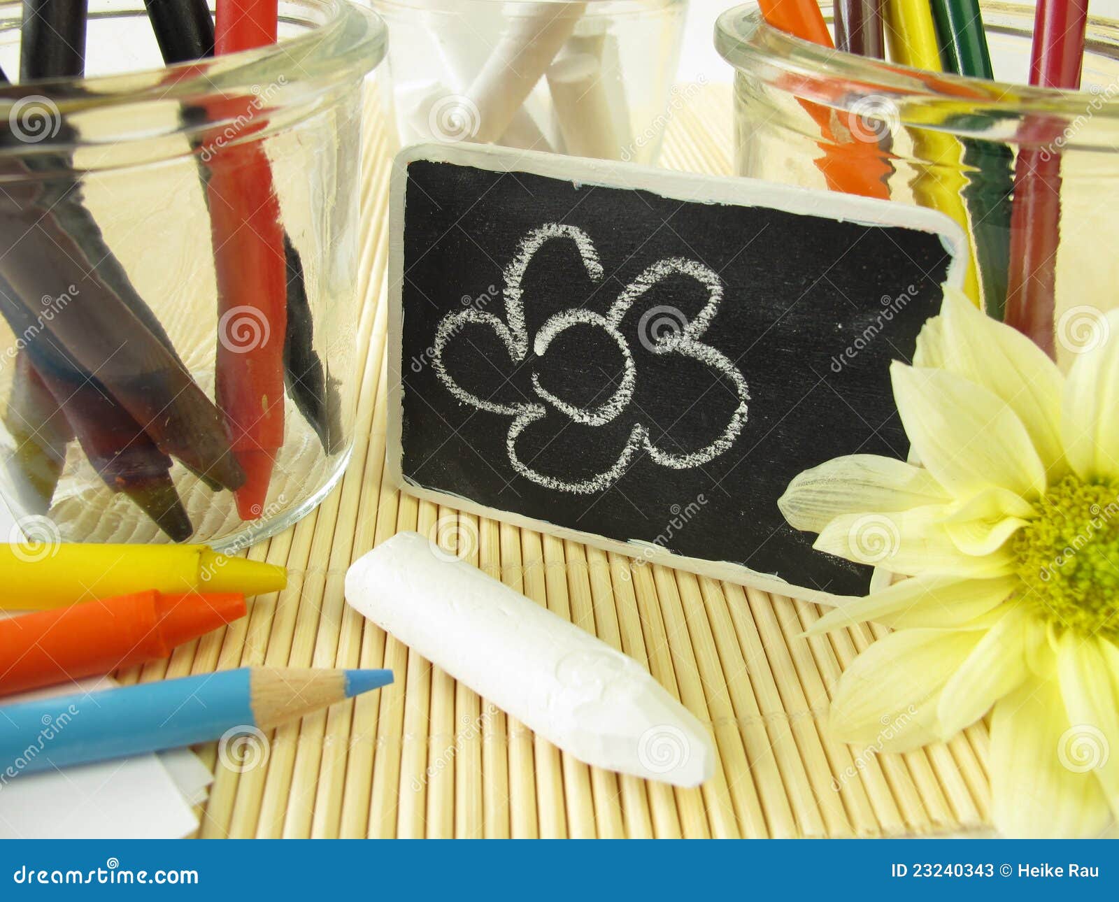 Colored Pencils, Wax Crayons and Chalk Sticks Stock Image Image of