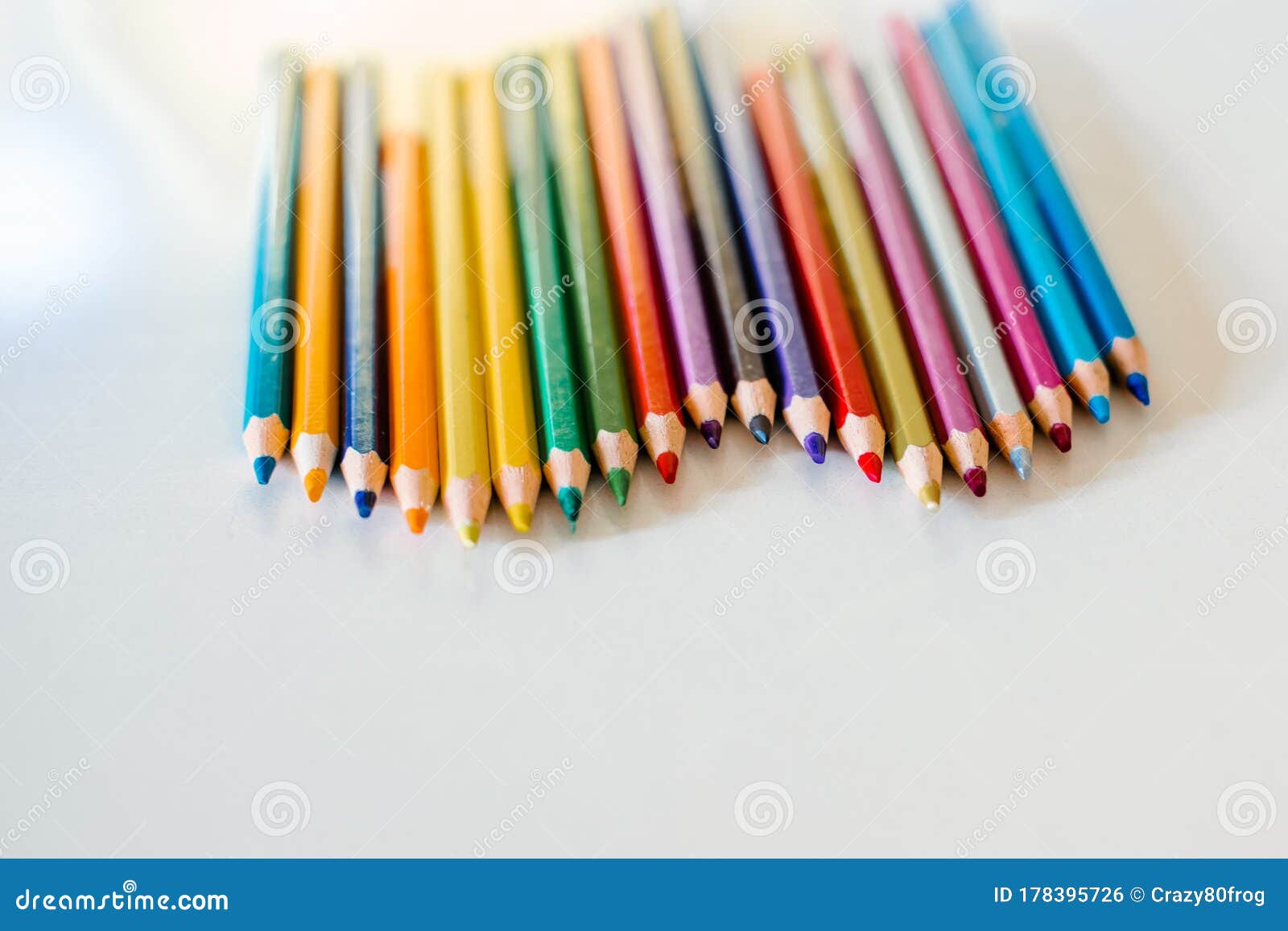 Colored pencils on white stock photo. Image of isolated 178395726