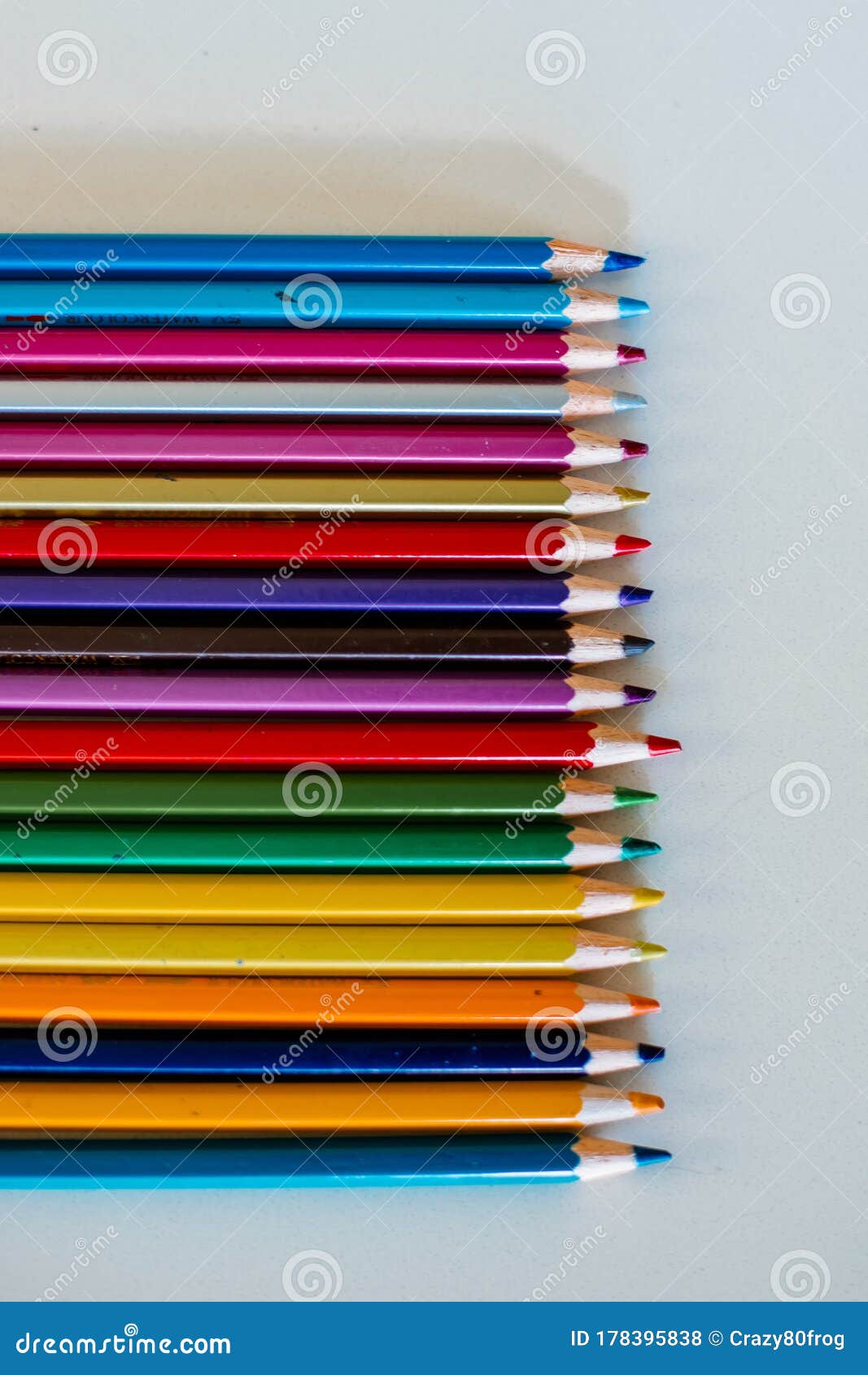 Colored pencils on white stock photo. Image of colored 178395838