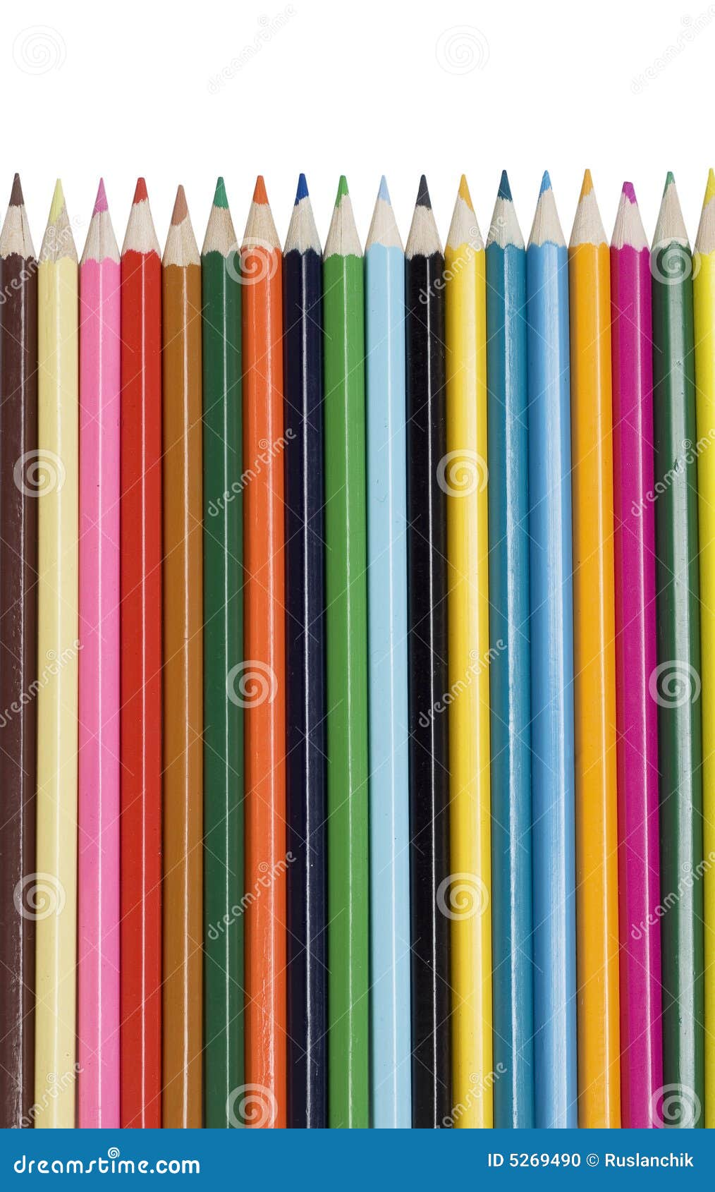 Colored pencils on white stock photo. Image of align, college 5269490