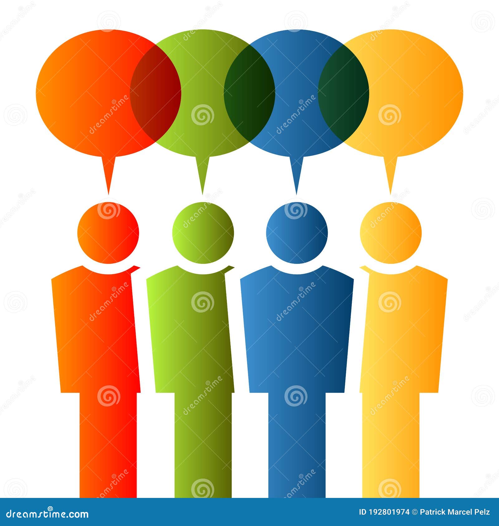 Colored People with Thought Bubbles Stock Vector - Illustration of team ...