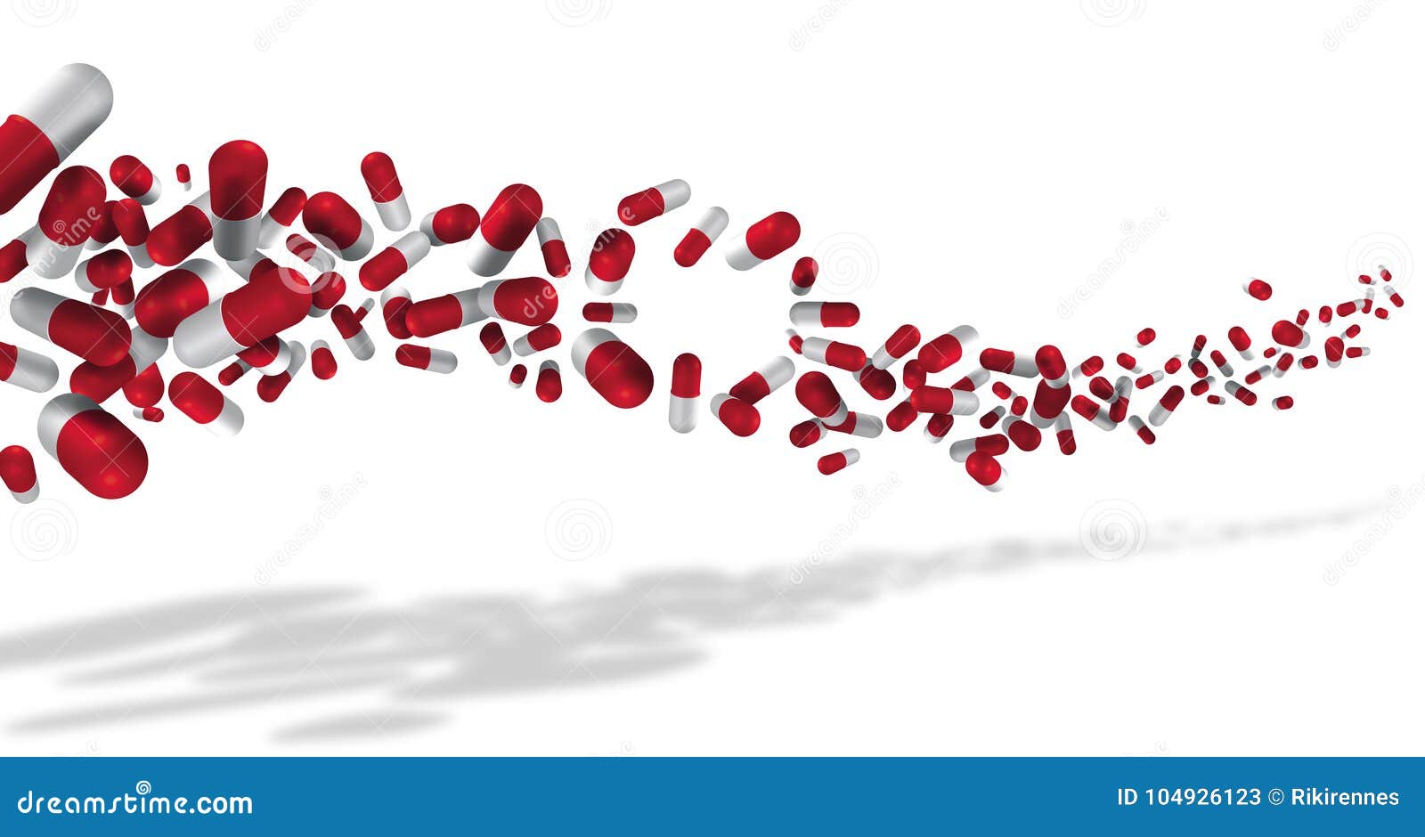 colored pills and capsule on white background