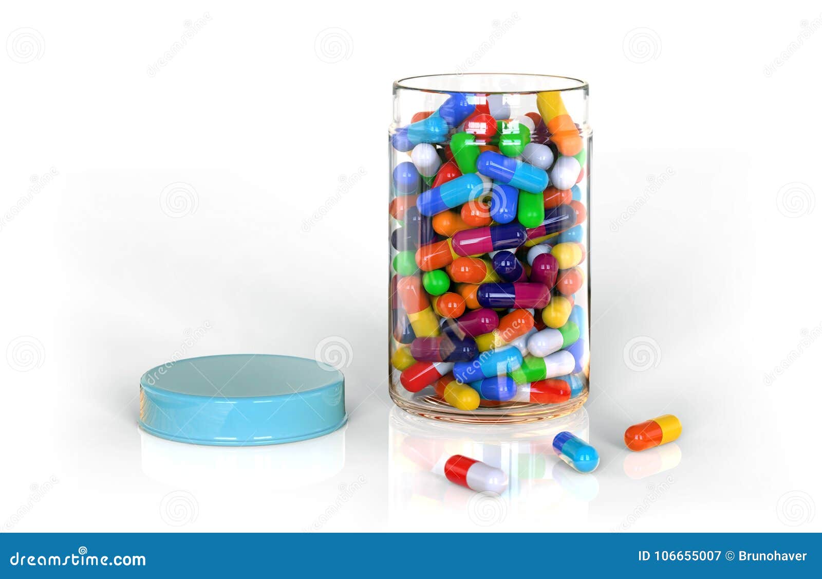 Colored Pills in the Container. Stock Image Image of capsule, pill