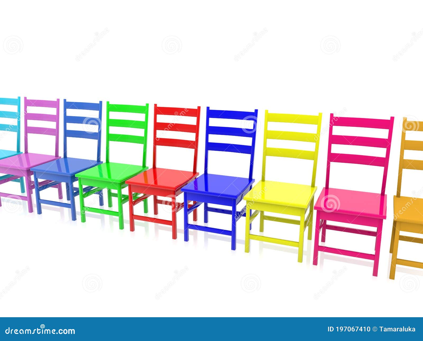 Colored Plastic Chairs in One Row Stock Illustration Illustration of
