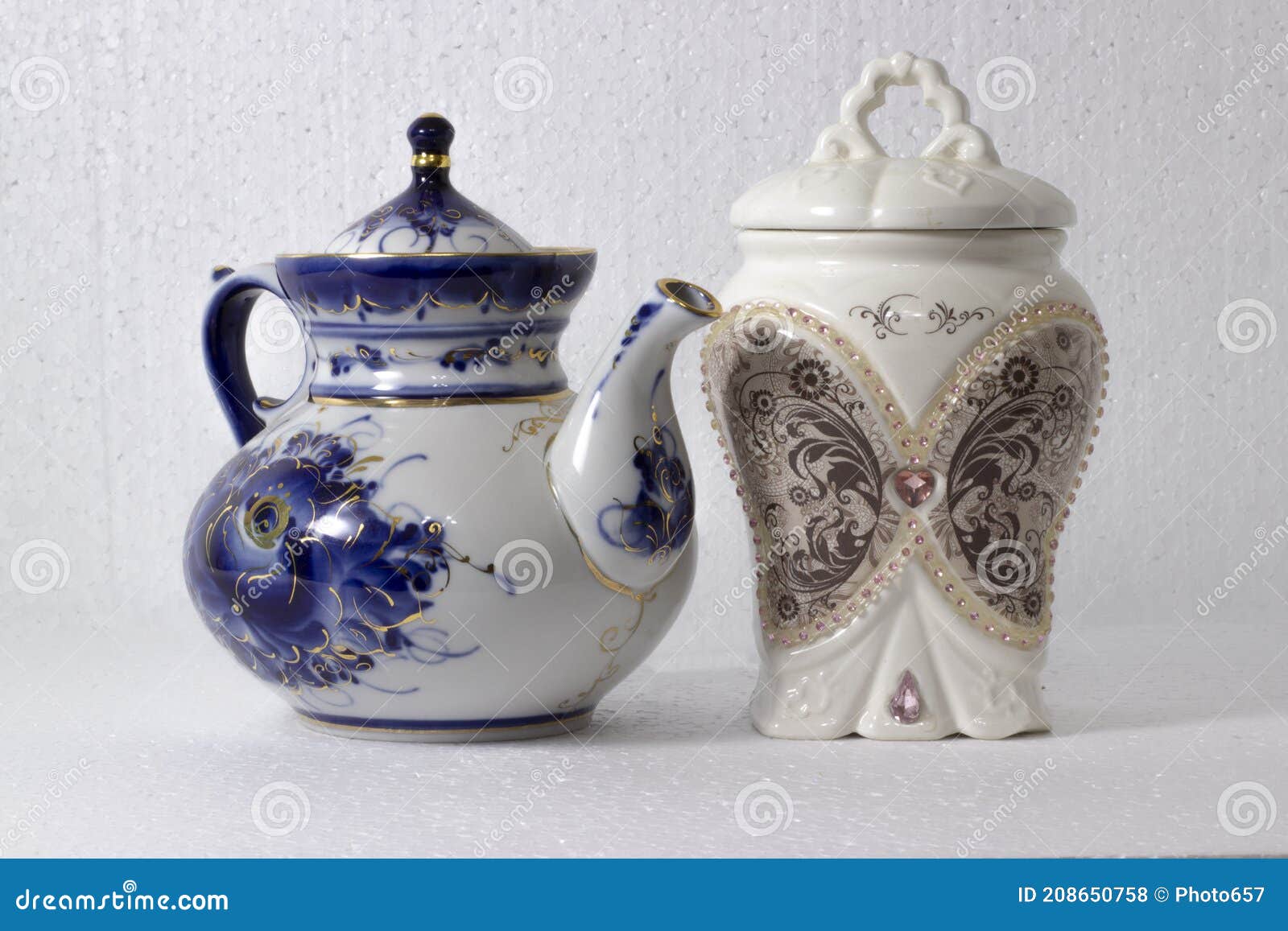 Colored Porcelain Teapot on the Table Stock Photo Image of