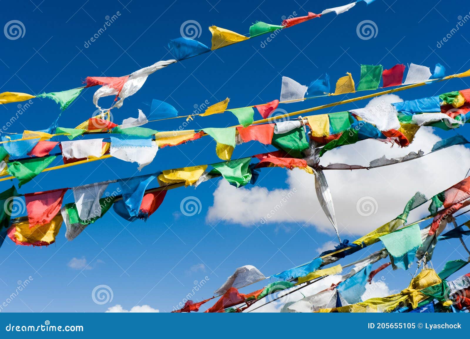 Colored Rags on Rope in Tibet. Rituals and Beliefs Stock Image Image