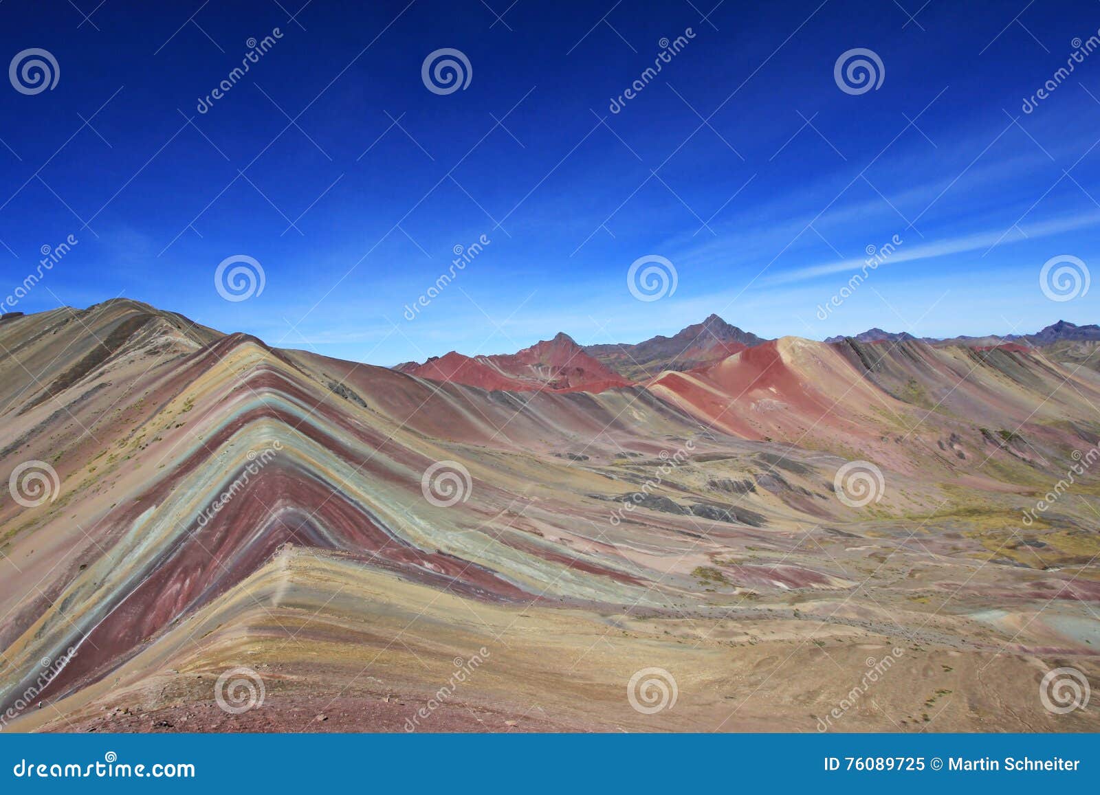 Colored Rainbow Mountain Panorama Peru Stock Image - Image of backpack