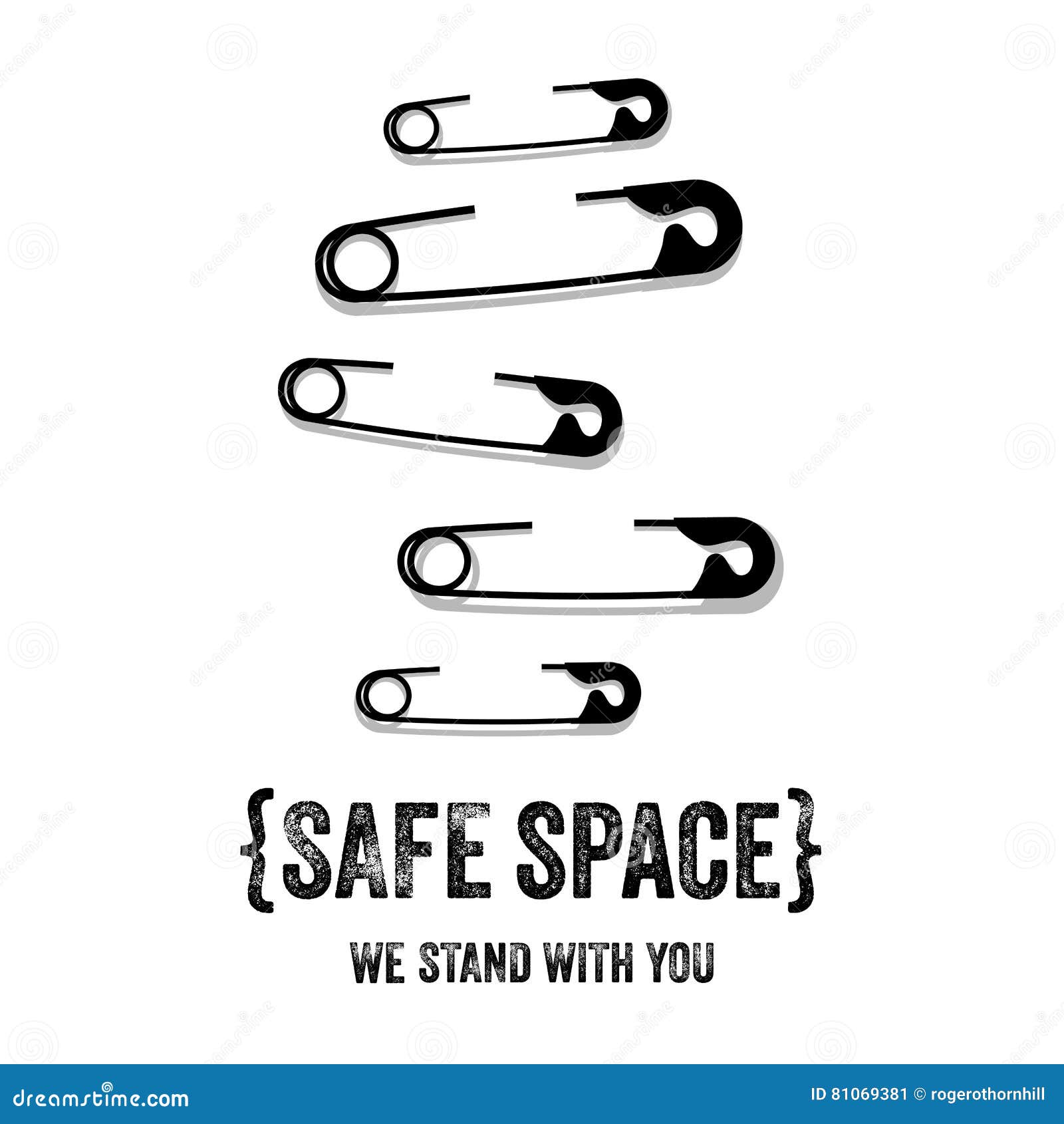 Colored Safety Pins As a Symbol of Human Rights Stock Vector
