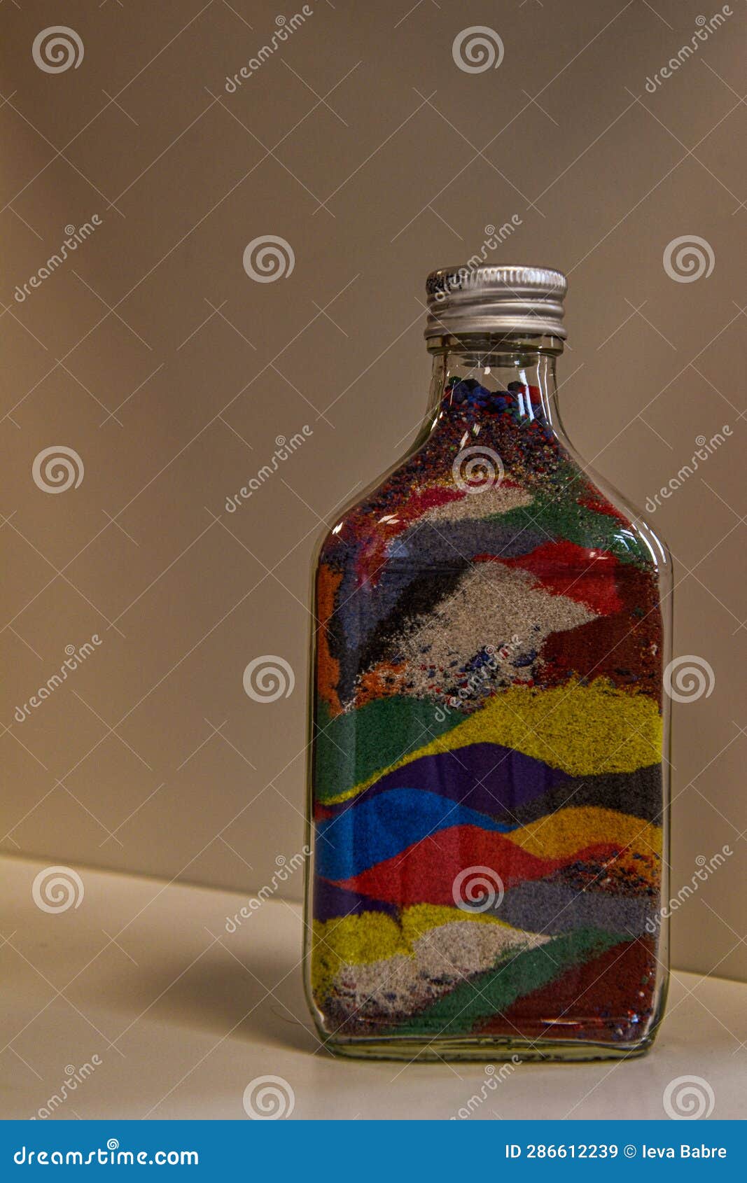 Colored Sand in a Glass Bottle Stock Image Image of drink, liqueur