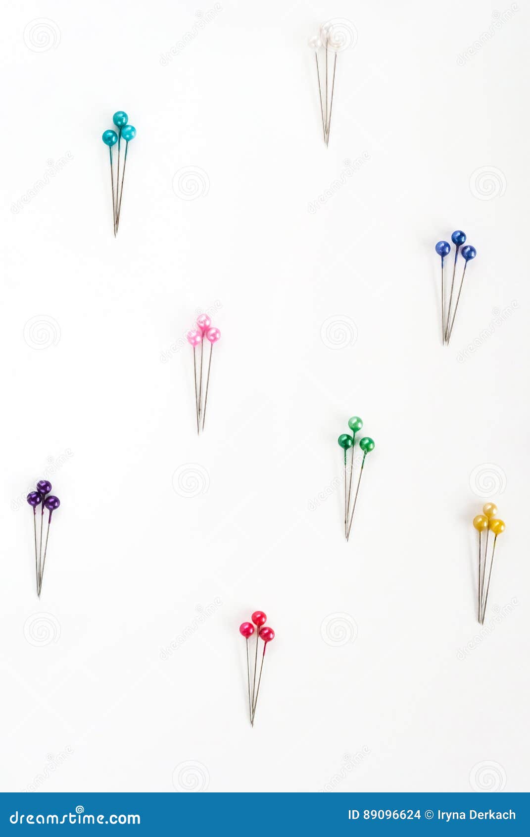 Colored sewing pins stock photo. Image of head, white 89096624
