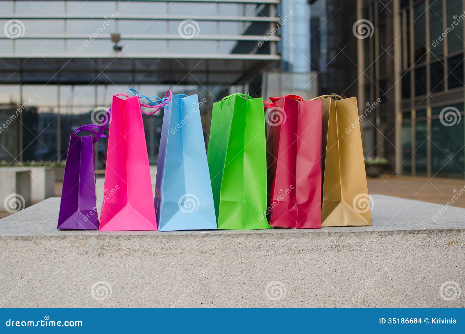 Colored shopping bags stock photo. Image of green, mall 35186684