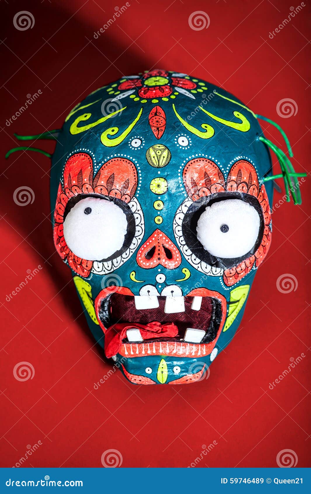 Colored Skeleton Mask On A Red Background Stock Image Image Of Crazy 