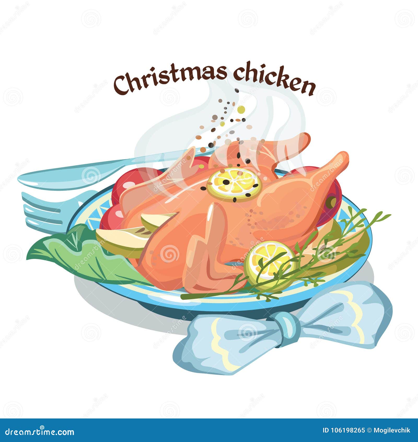 Download Colored Sketch Christmas Fried Chicken Template Stock ...