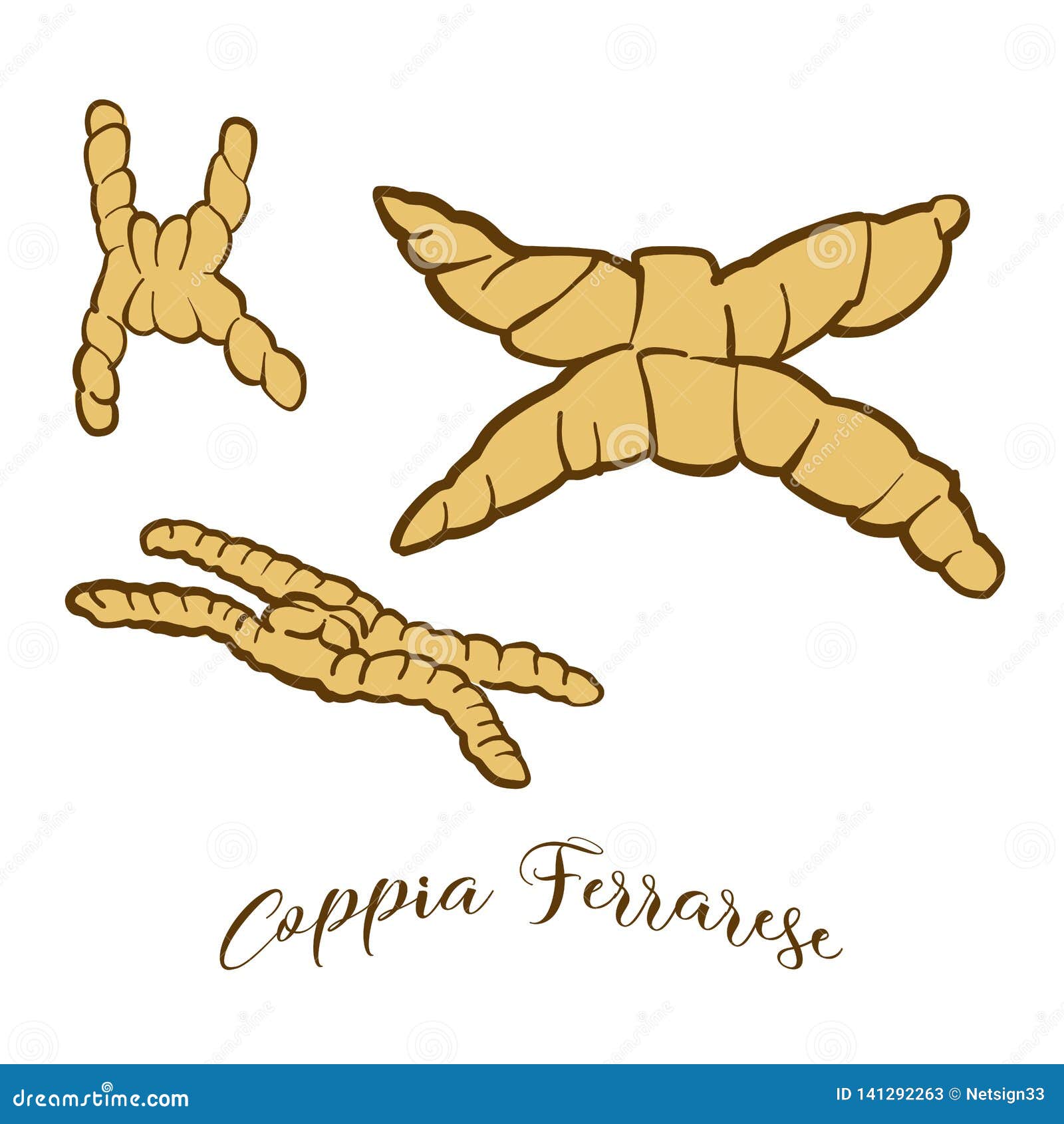 colored sketches of coppia ferrarese bread