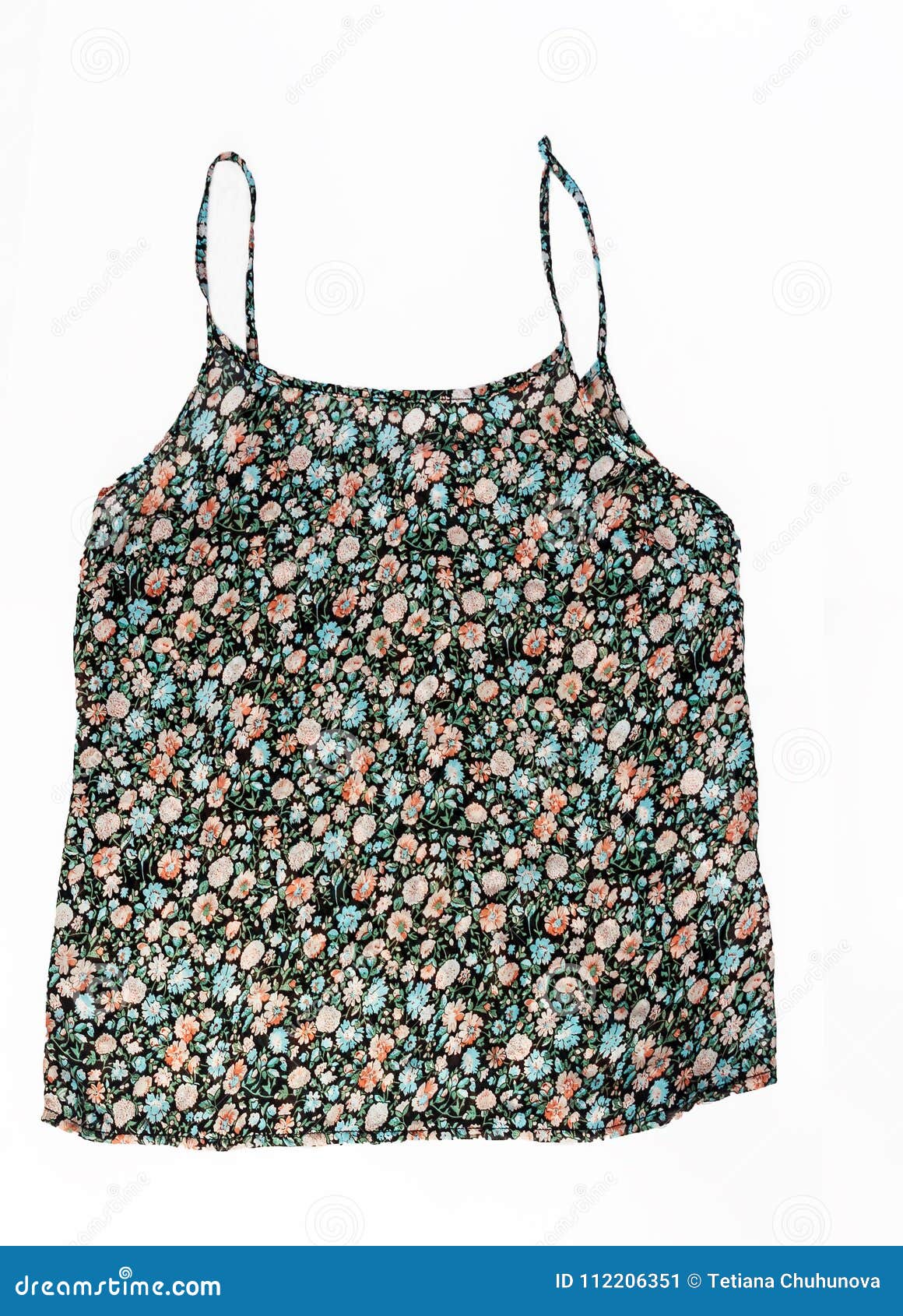 Colored Sleeveless Shirts with a Trendy Floral Pattern, Isolated Stock ...