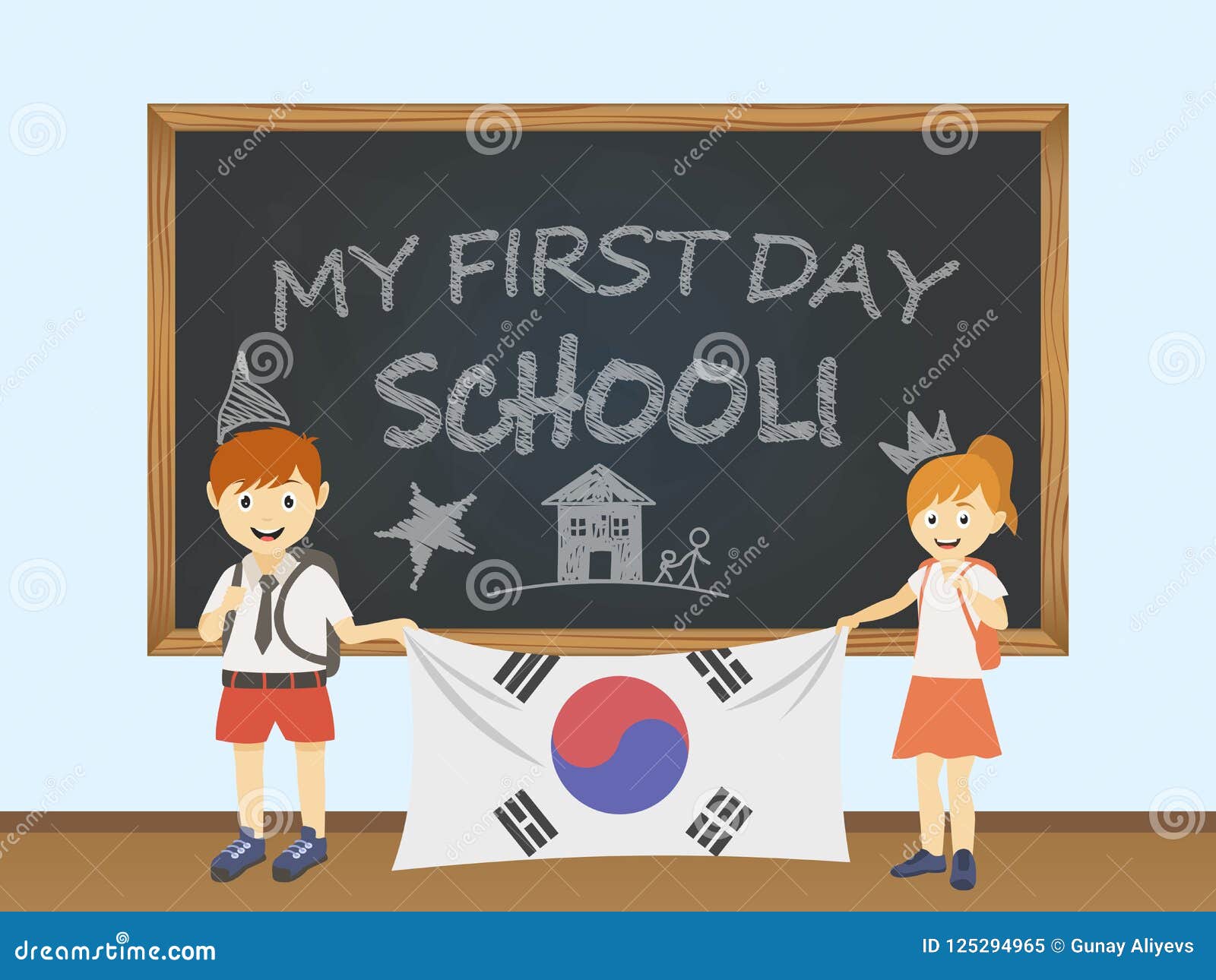 Colored Smiling Children, Boy and Girl, Holding a National South Korea Flag Behind a School Board Illustration. Vector Cartoon Ill Stock Illustration - Illustration of korea, cheerful: 125294965 Colored Smiling Children, Boy and Girl, Holding a National South Korea Flag Behind a School Board Illustration. Vector Cartoon Ill Stock Illustration - Illustration of korea, cheerful: 125294965