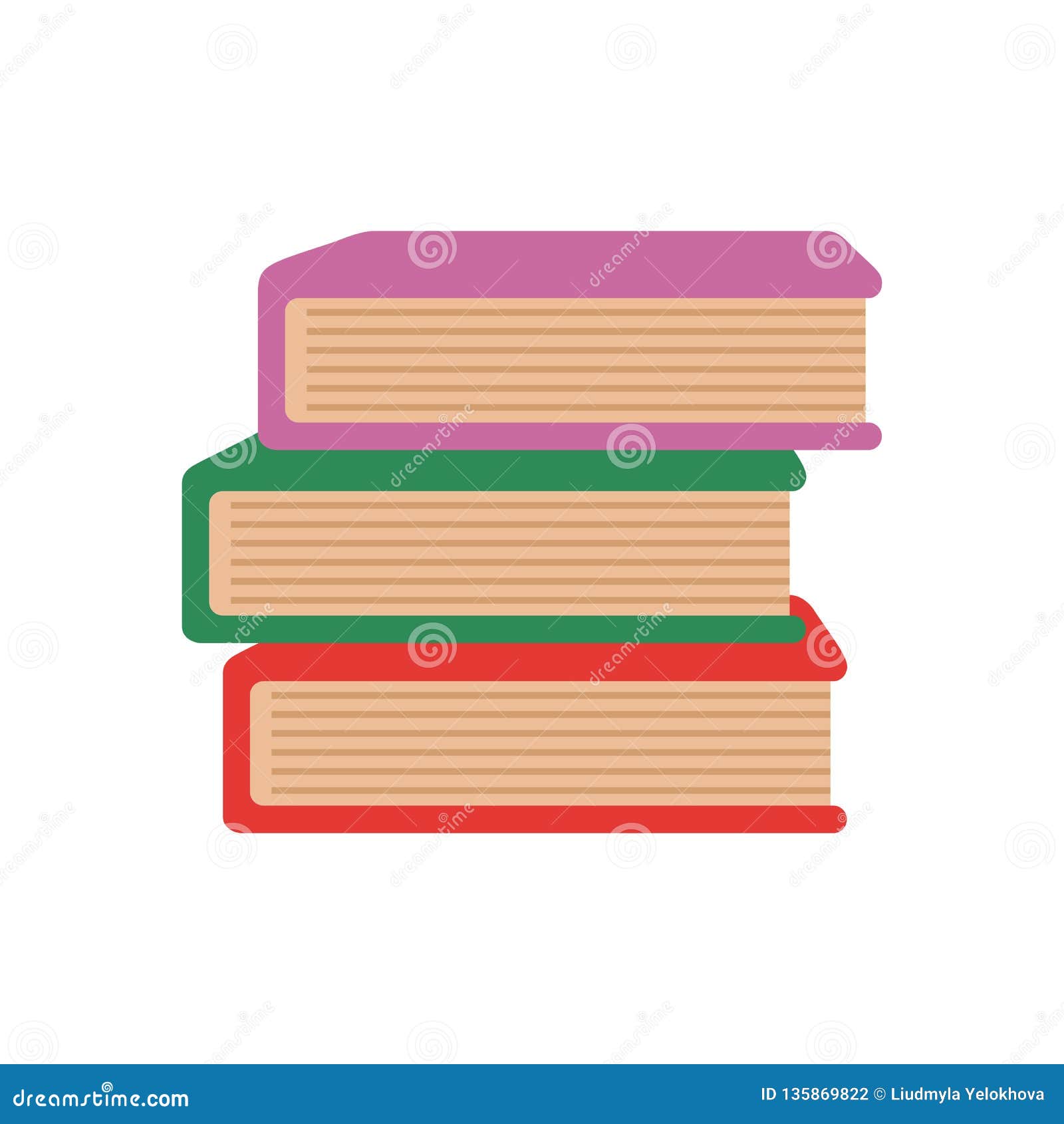 Colored Stack Of Books Vector Flat Icon Stock Illustration