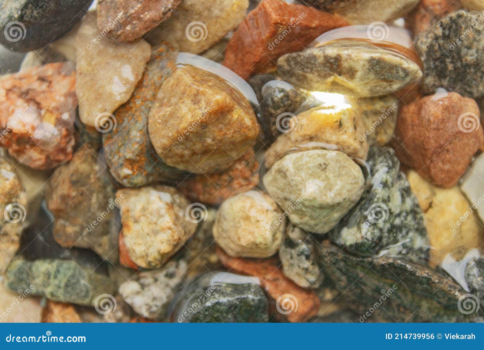 colored stones in water. abstract background