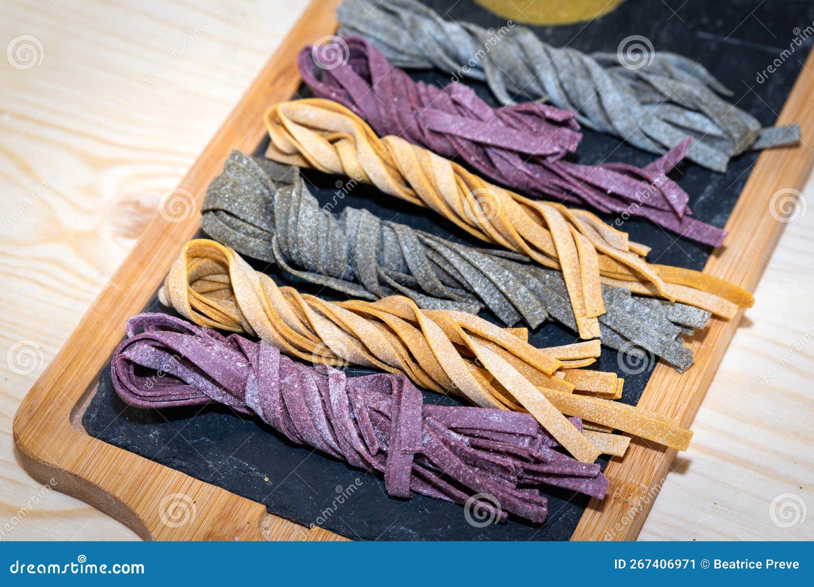 Colored Tagliatelle Pastas Ready for Be Cooked Stock Image Image of
