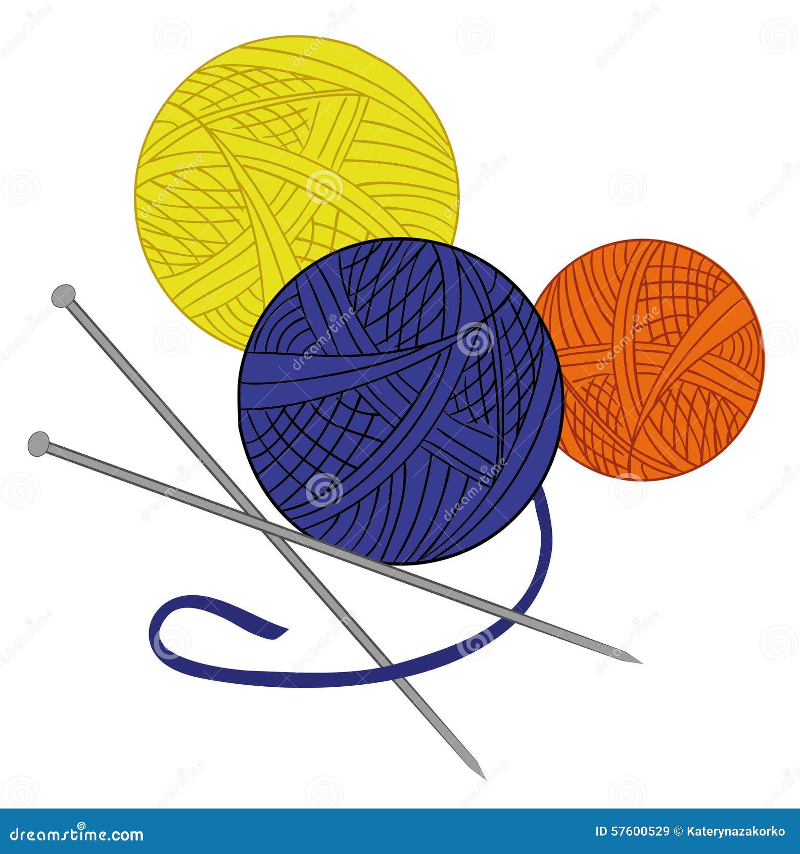 Colored Tangle of Thread and Needles Drawn Vector Stock Vector ...