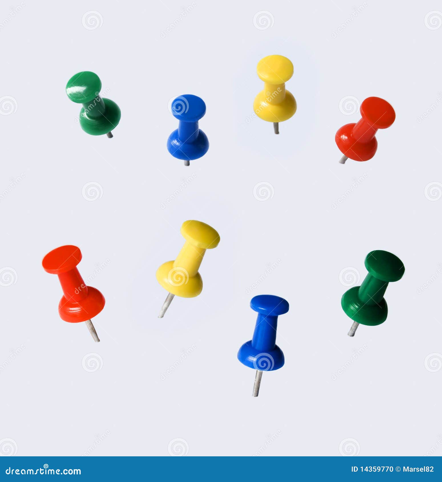 Colored Thumbtacks stock photo. Image of gray, green 14359770